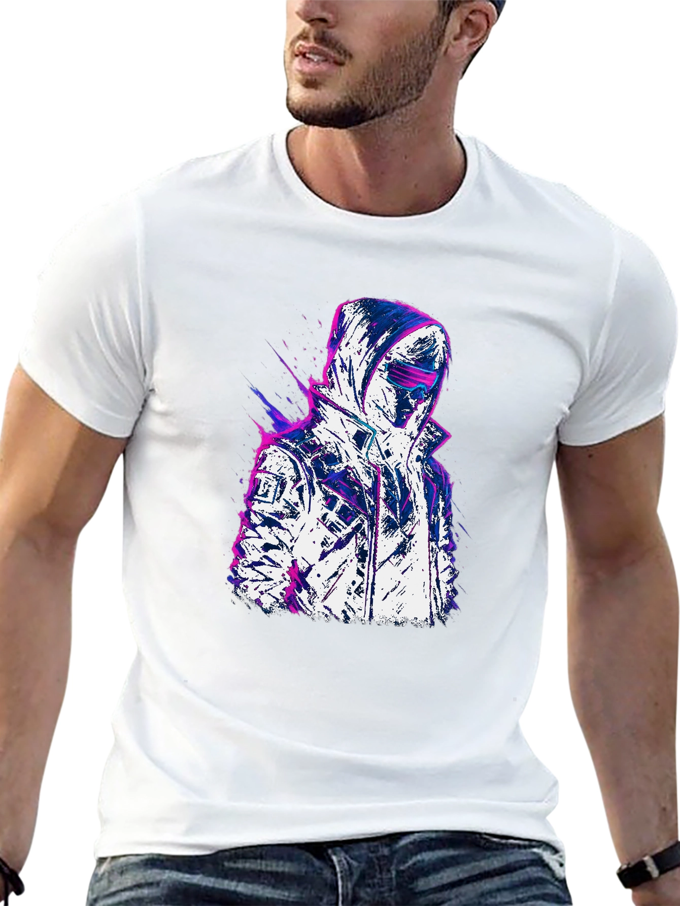 Cyberpunk Style Graphic Tee - Black