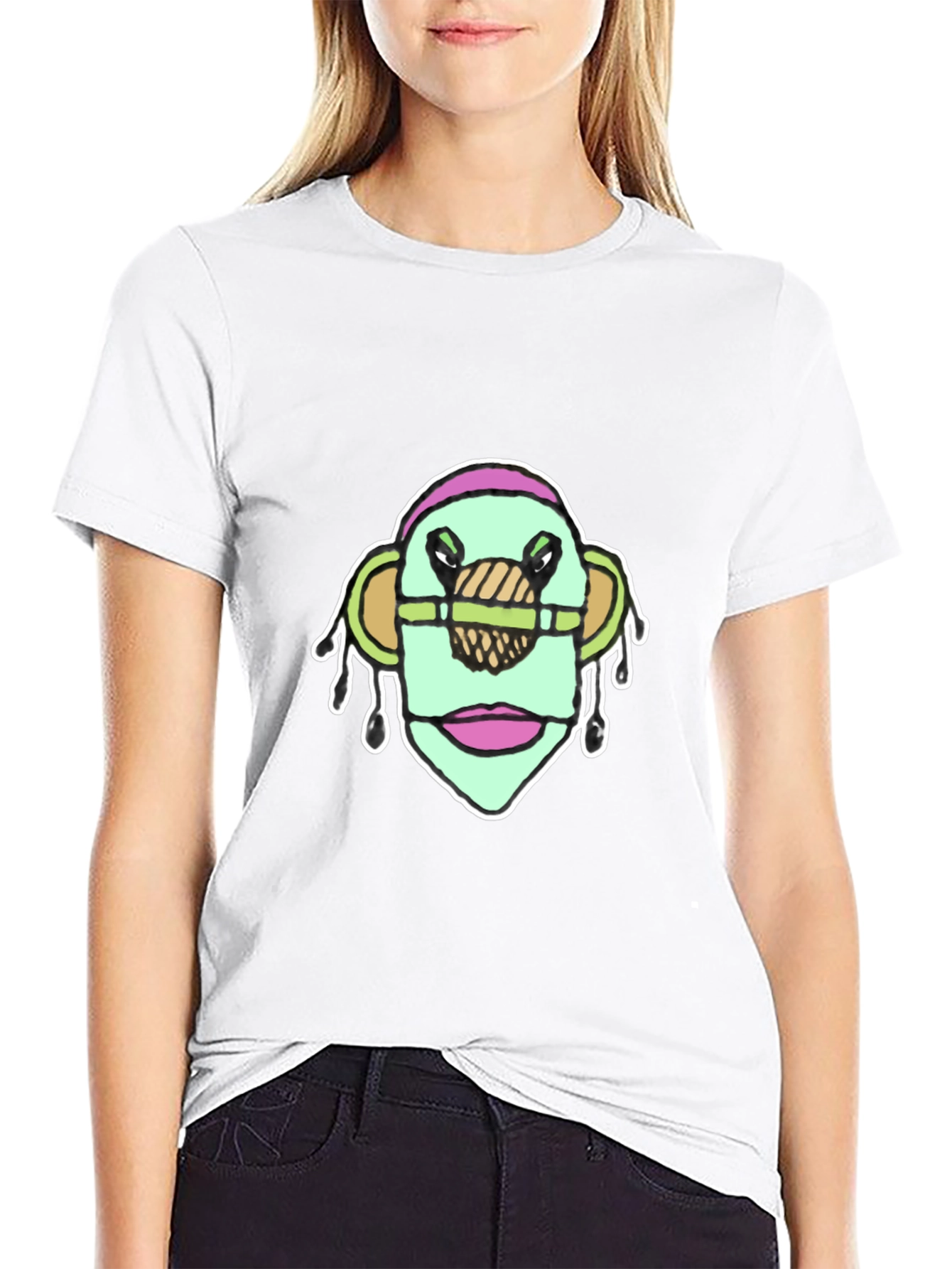 Abstract Face Graphic Tee - Unique Design