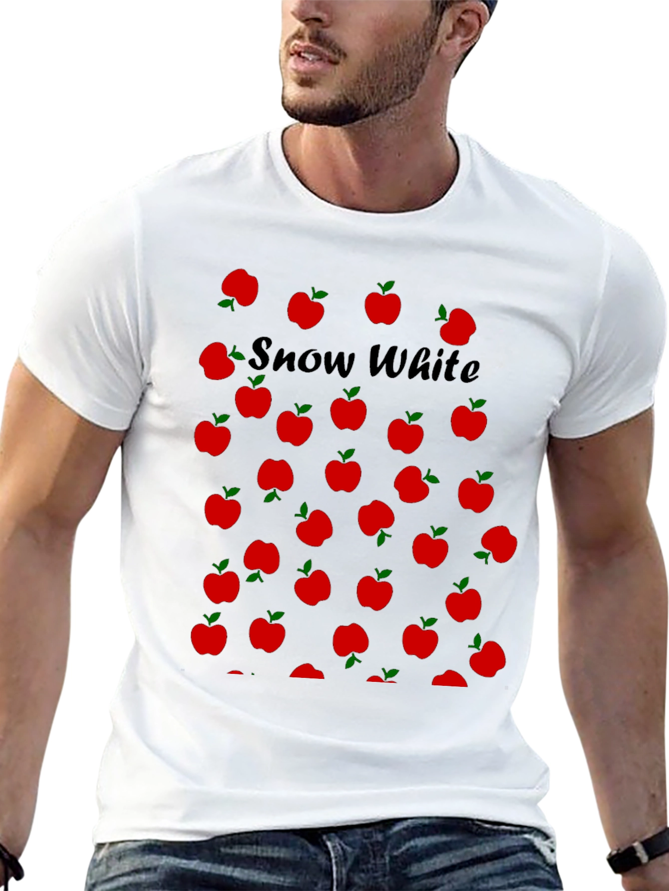 Snow White Apples T-Shirt - Black Crew Neck Tee