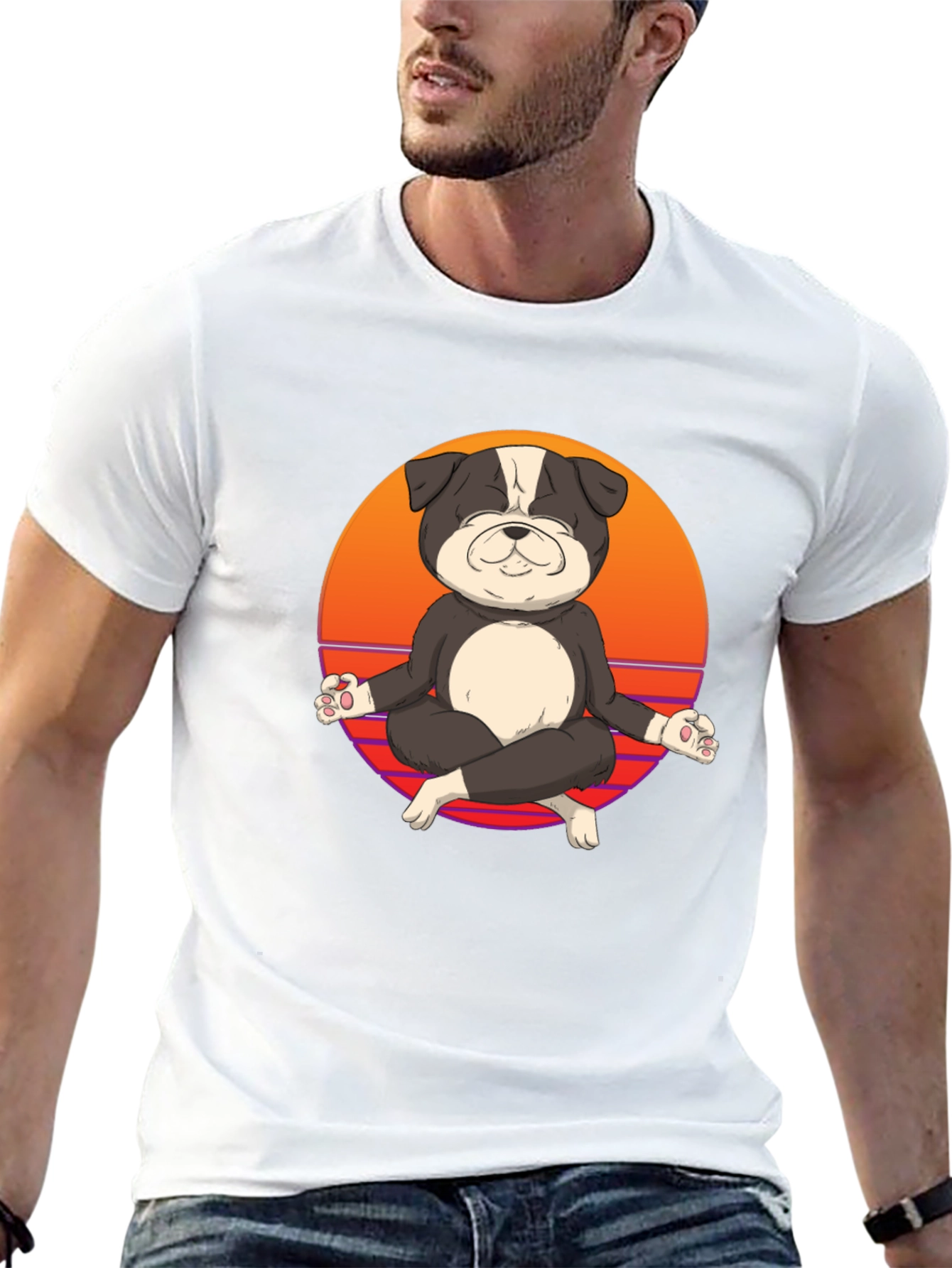Zen Dog T-Shirt - Meditating Bulldog Tee