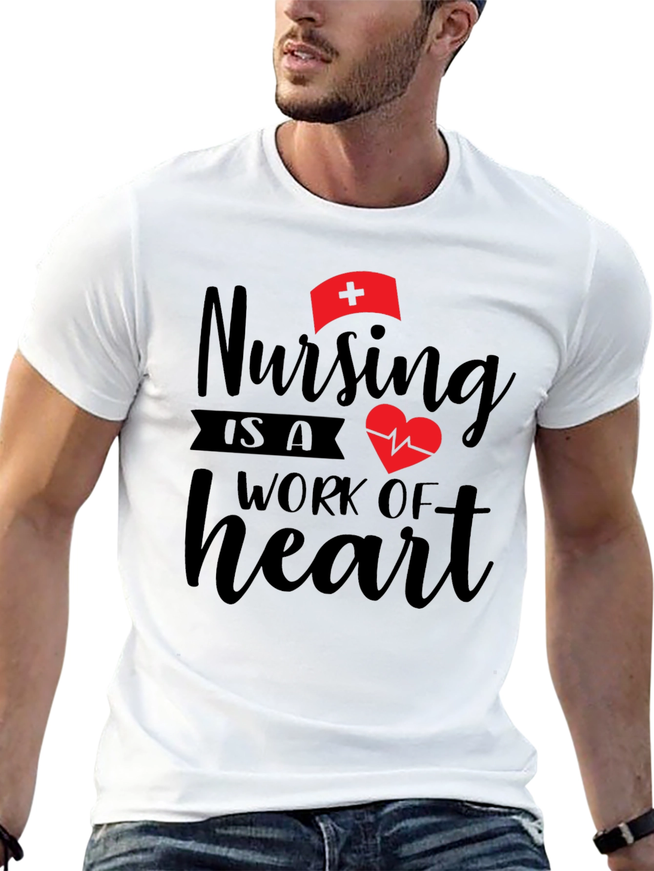 Nursing is a Work of Heart Graphic Tee