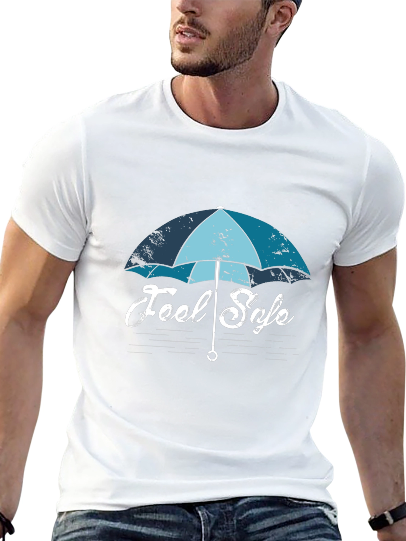 Feel Safe Umbrella Graphic T-Shirt - Black Cotton Tee