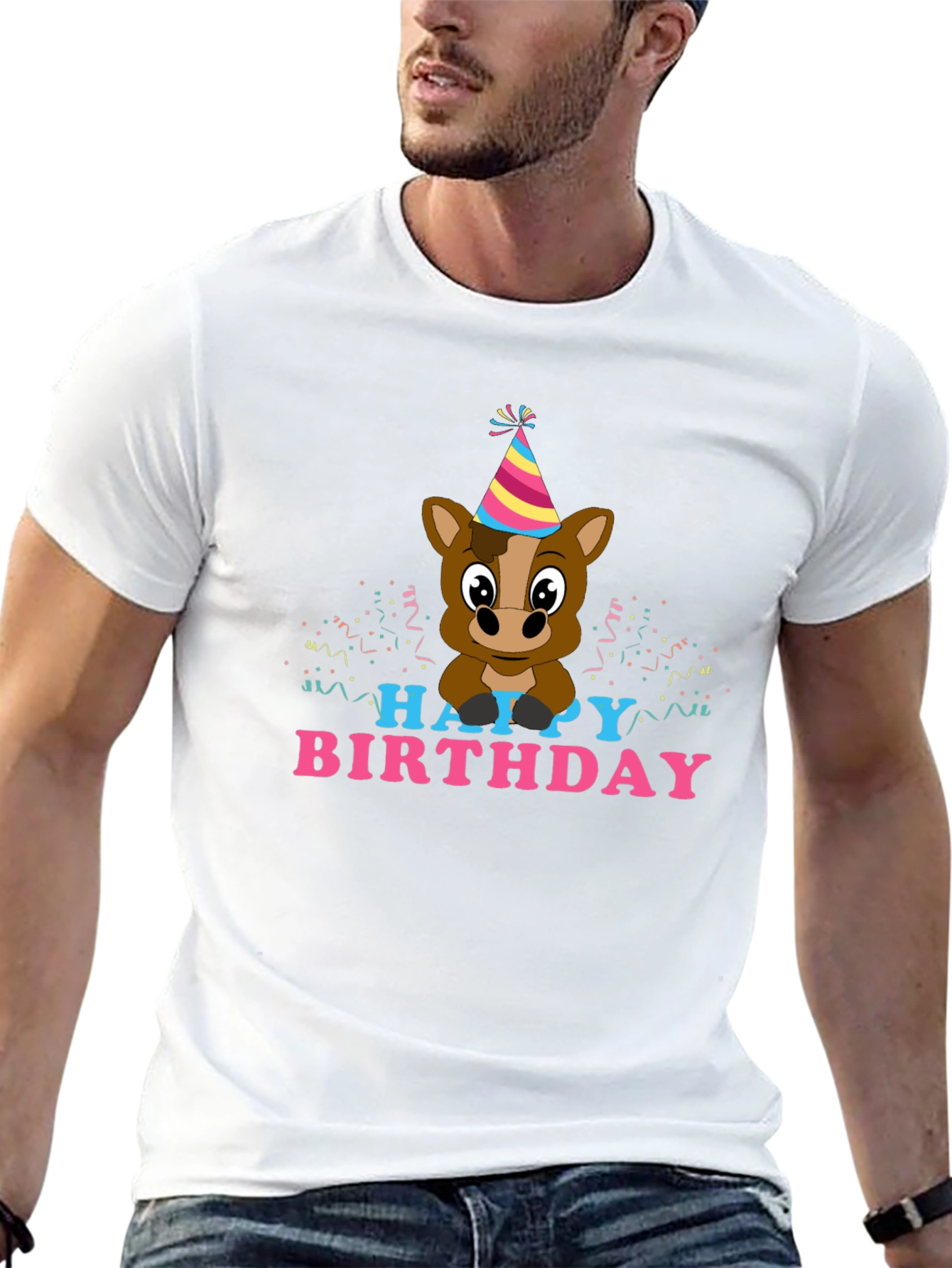 Happy Birthday Horse T-Shirt Novelty Party Tee