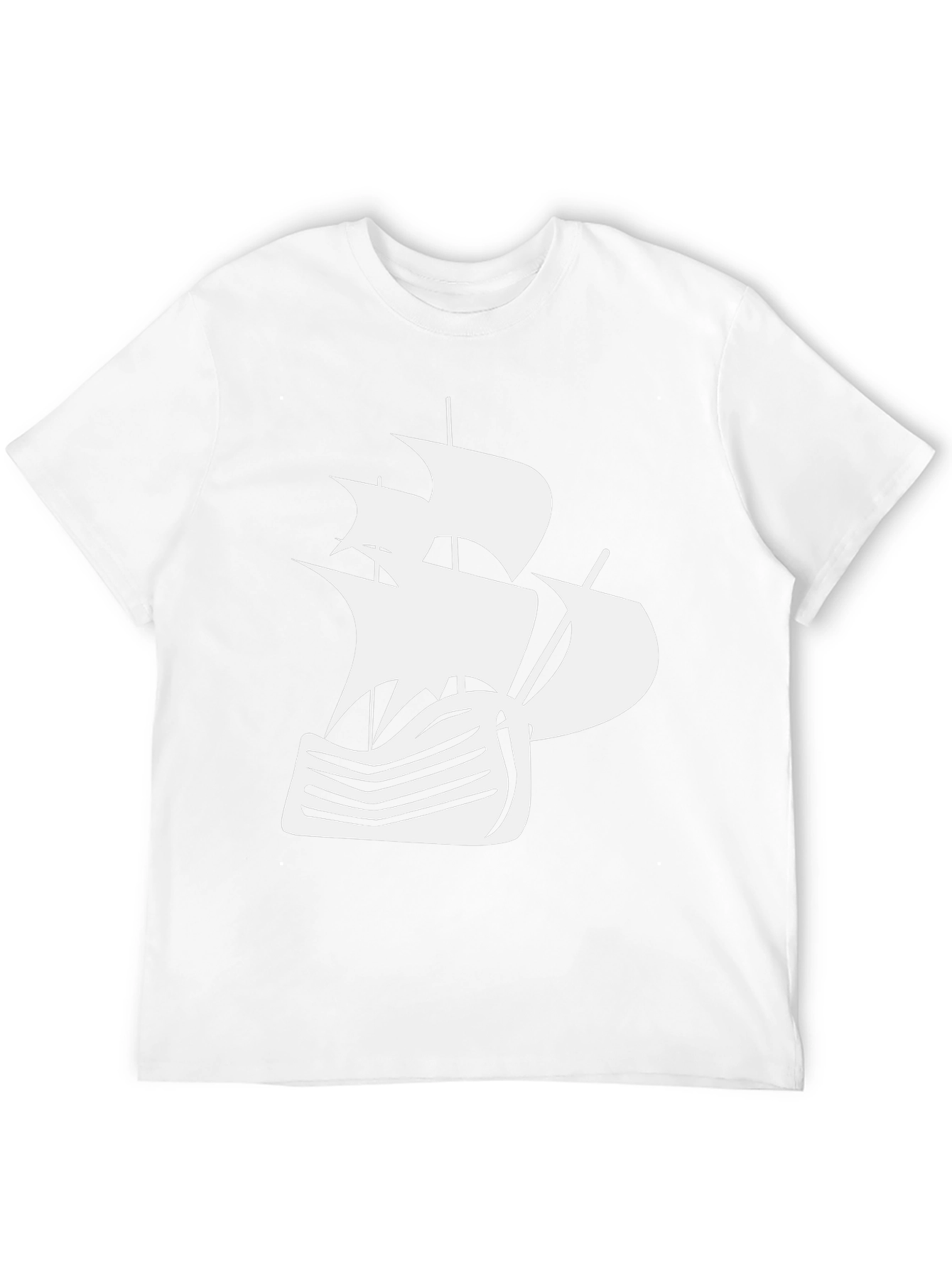 Nautical Ship Graphic Tee - Black Cotton T-Shirt
