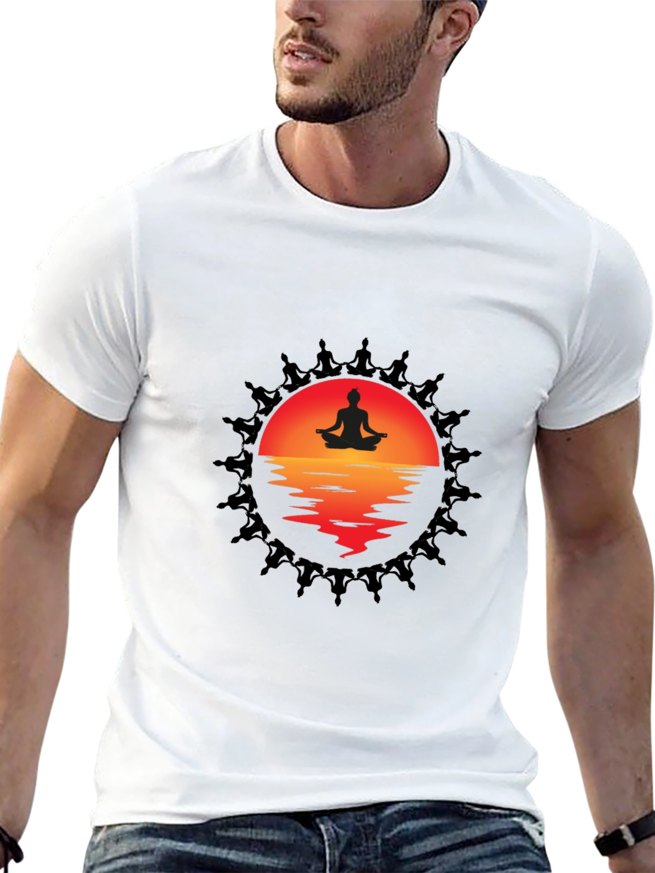 Meditative Sunset Graphic Tee - Relaxation & Comfort
