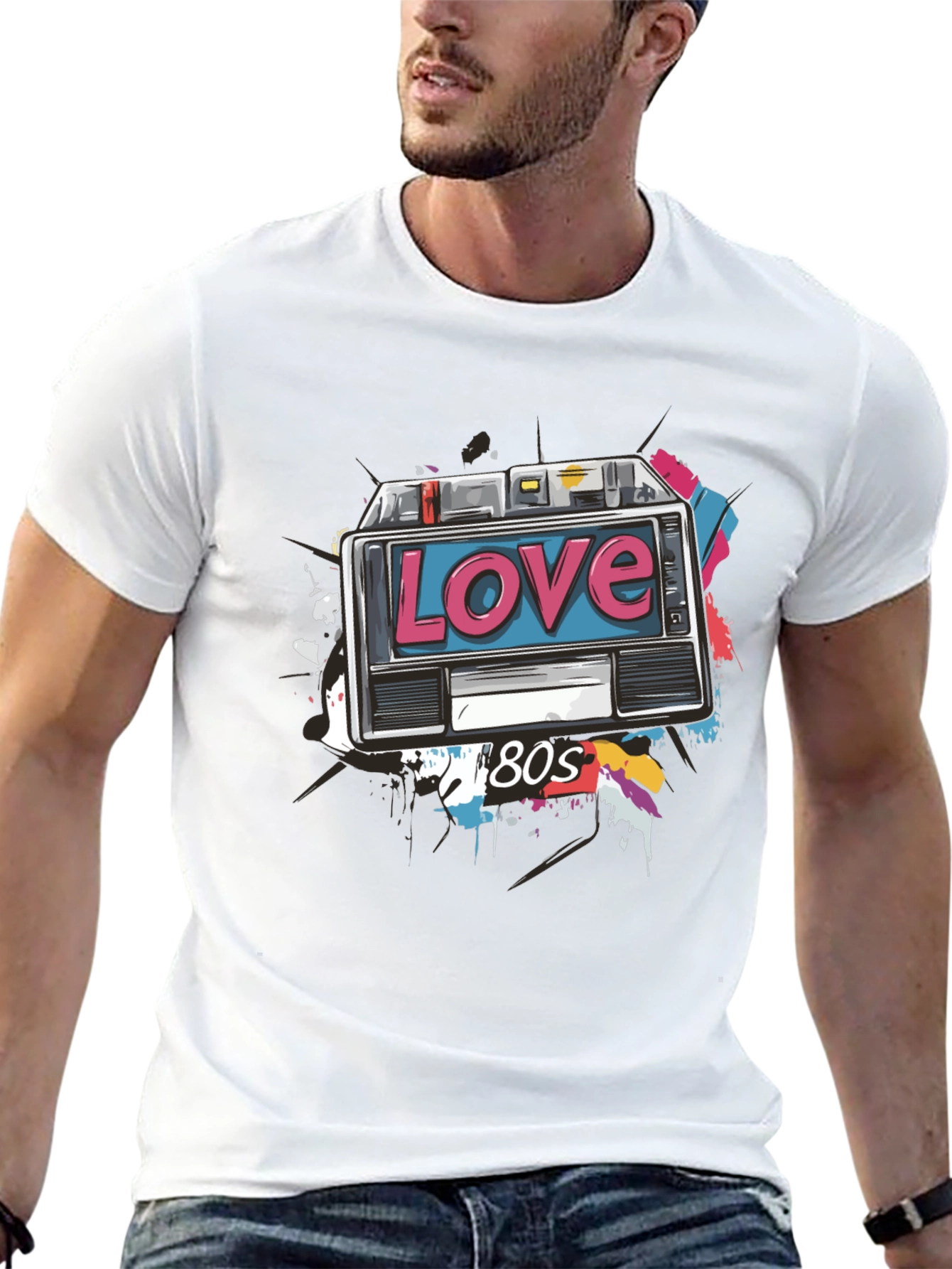Retro 80s Love Cassette Tape Graphic T-Shirt