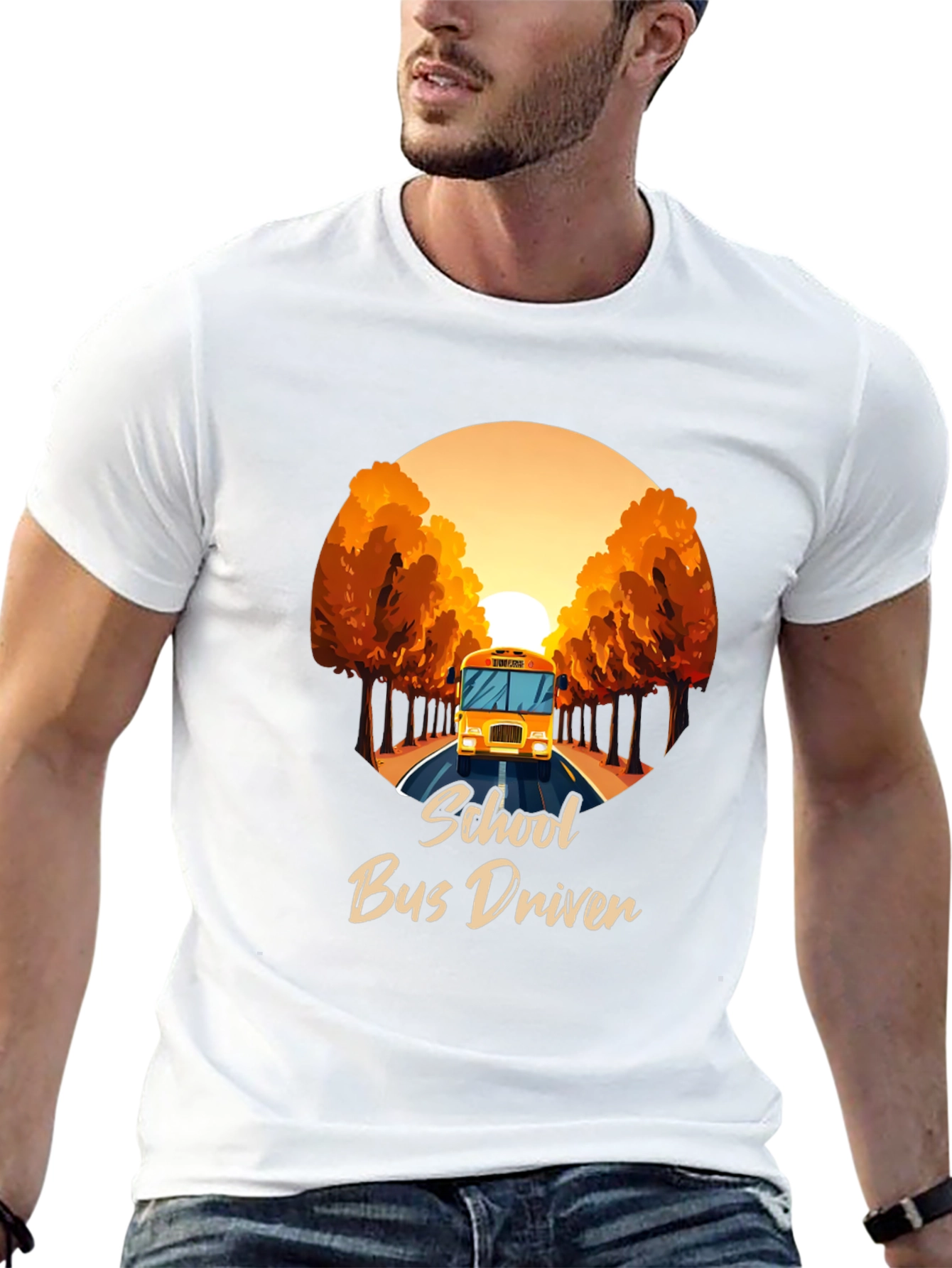 School Bus Driver Graphic Tee - Black Cotton T-Shirt