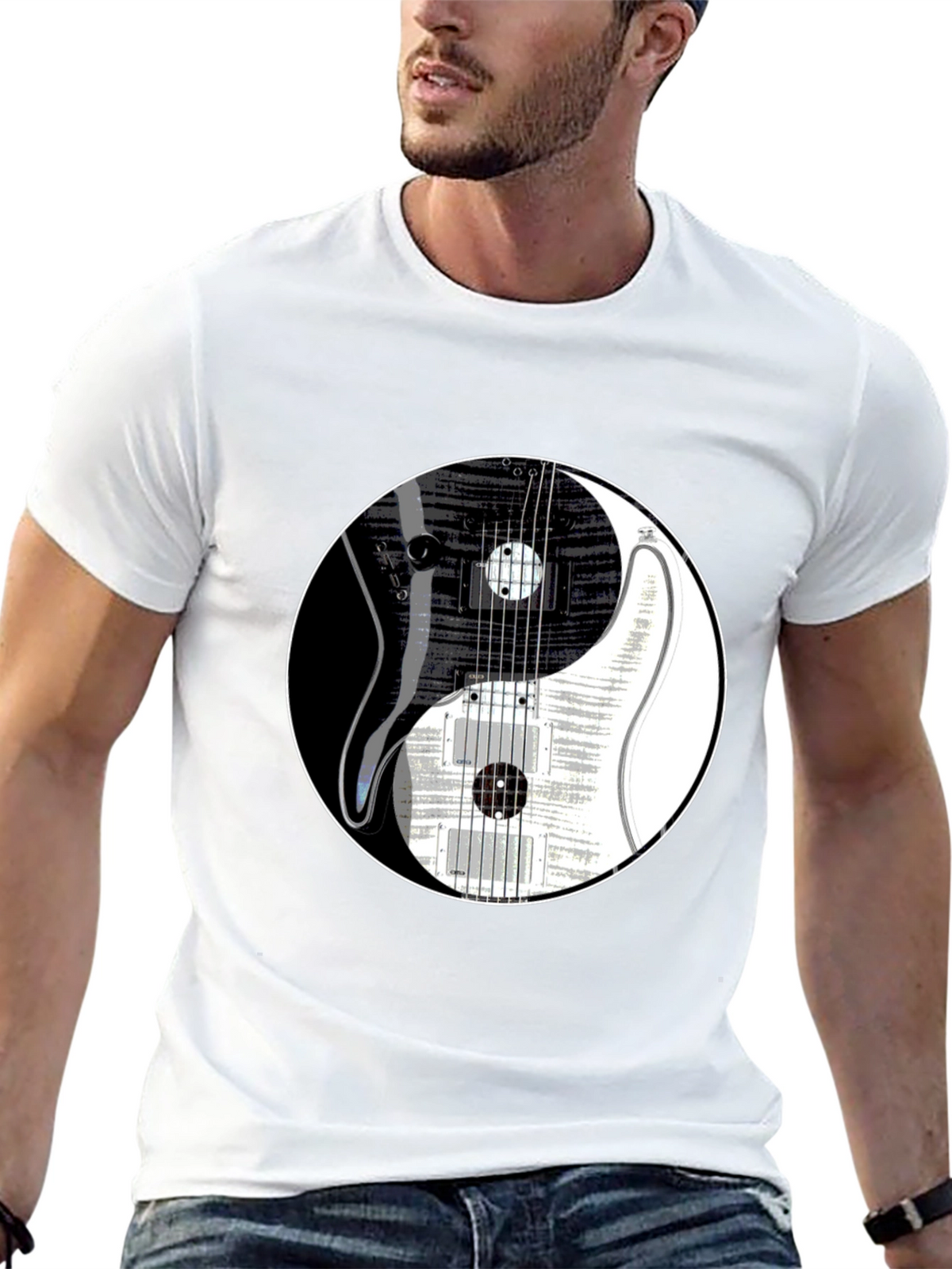 Yin Yang Guitar Graphic T-Shirt