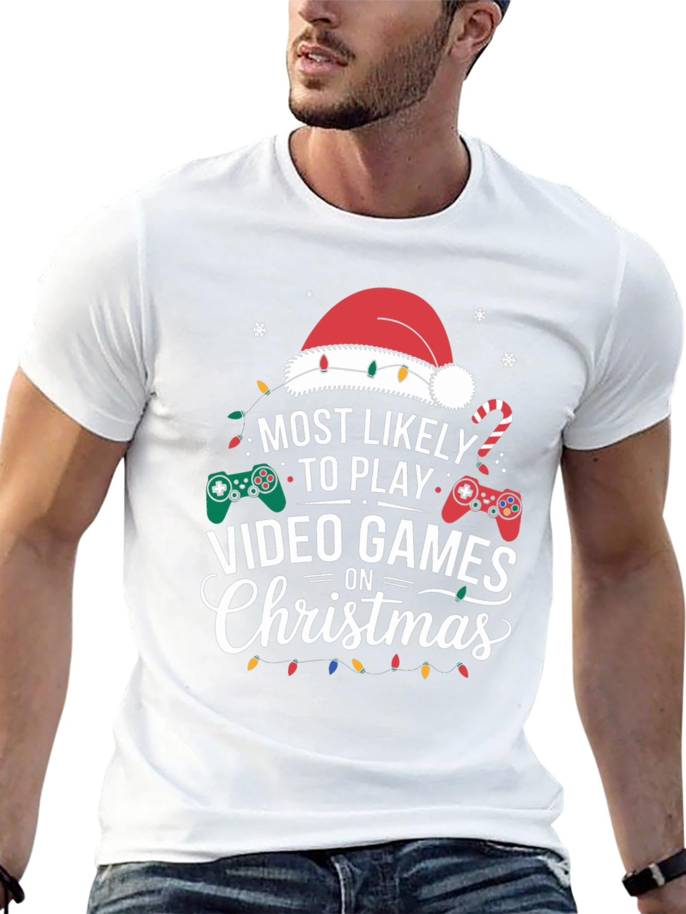 Most Likely to Play Video Games Christmas Holiday T-Shirt