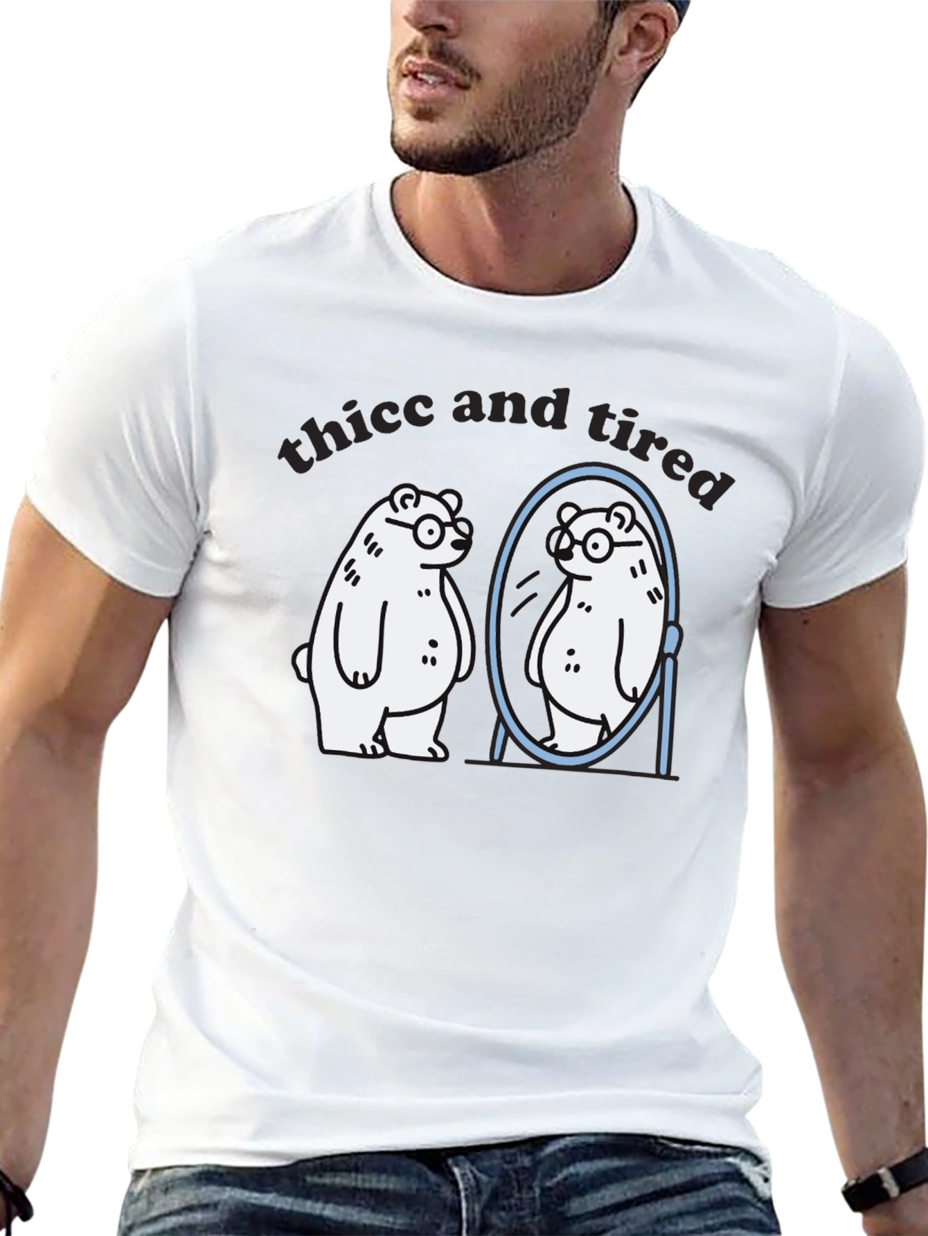 Thicc and Tired Bear T-Shirt - Funny Graphic Tee