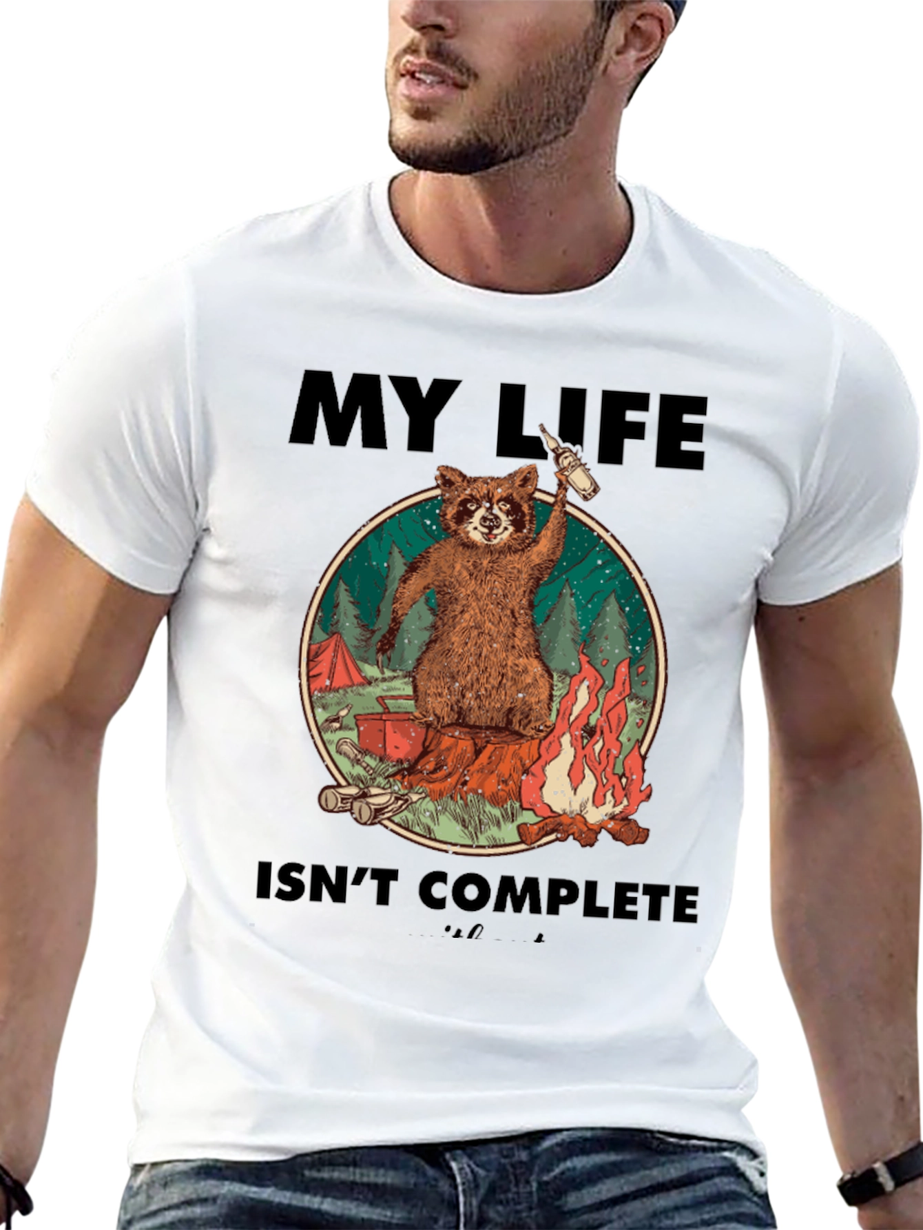Raccoon Camping Graphic Tee - My Life Isnt Complete