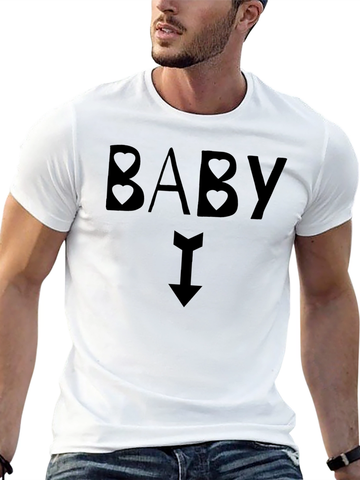 Baby Arrow Pointing Down Black T-Shirt