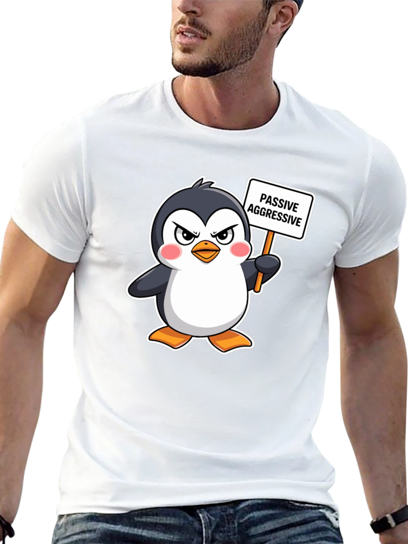 Passive Aggressive Penguin Graphic T-Shirt