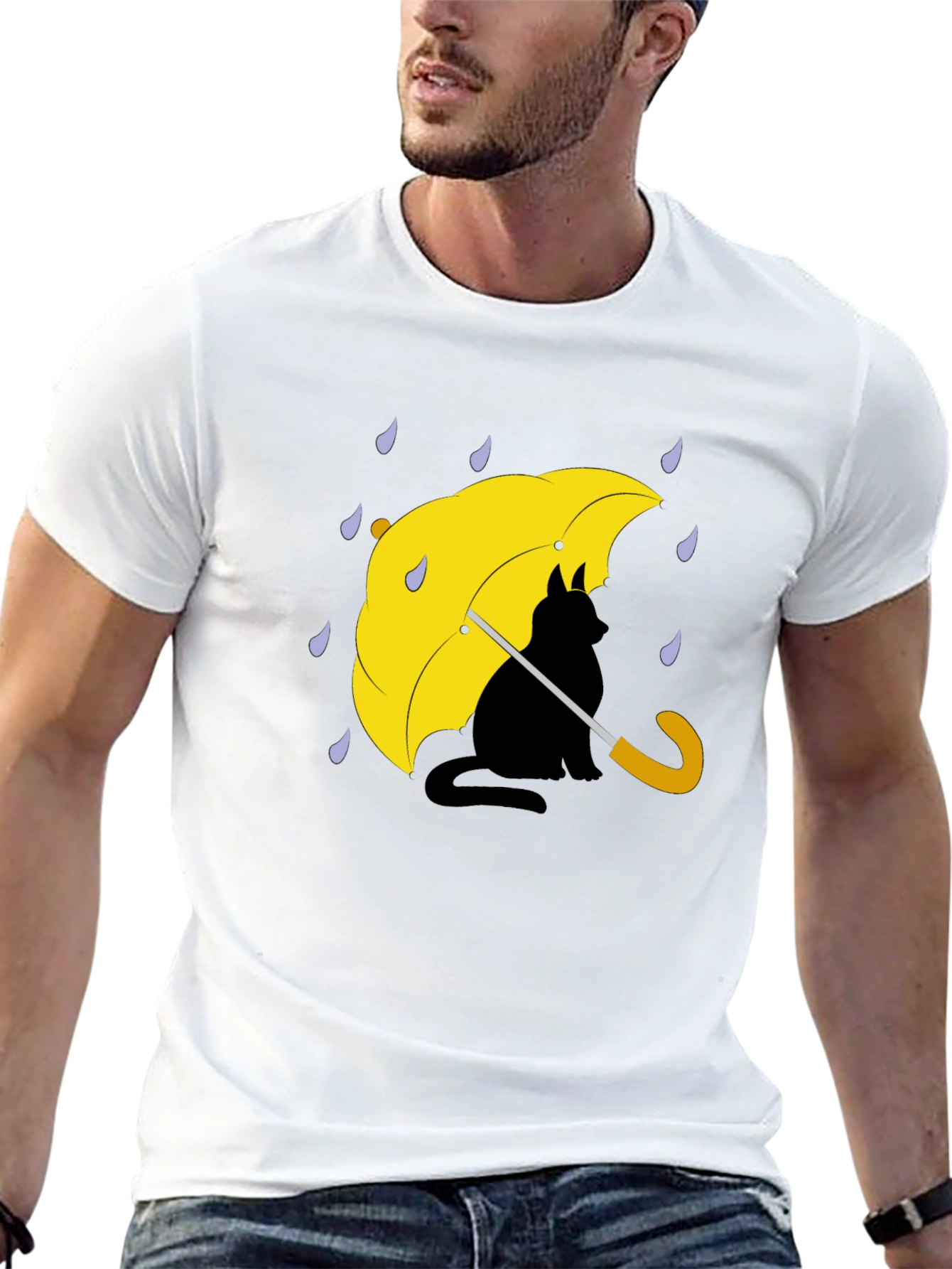 Cat Under Umbrella Graphic Tee