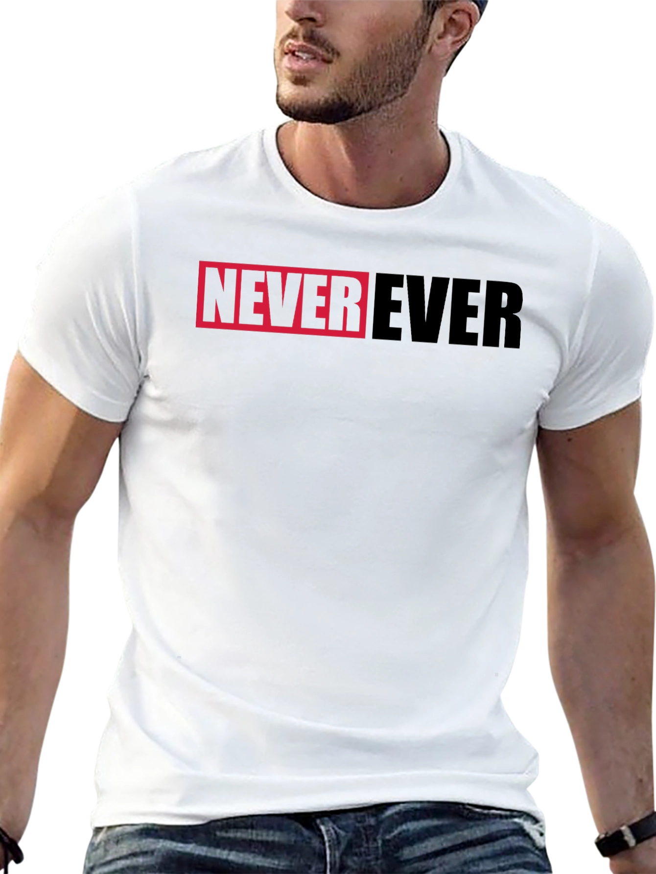 Never Ever Graphic Print Black T-Shirt