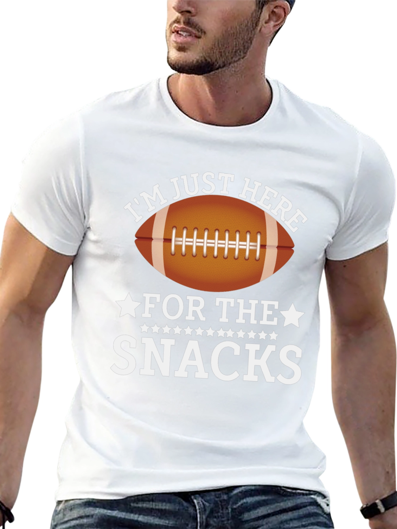 Im Just Here for the Snacks Football T-Shirt