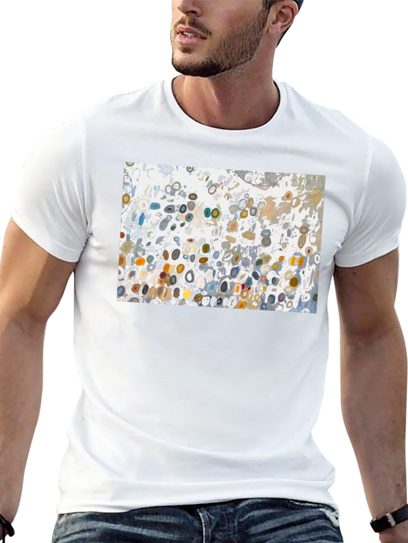 Abstract Circle Pattern Black T-Shirt
