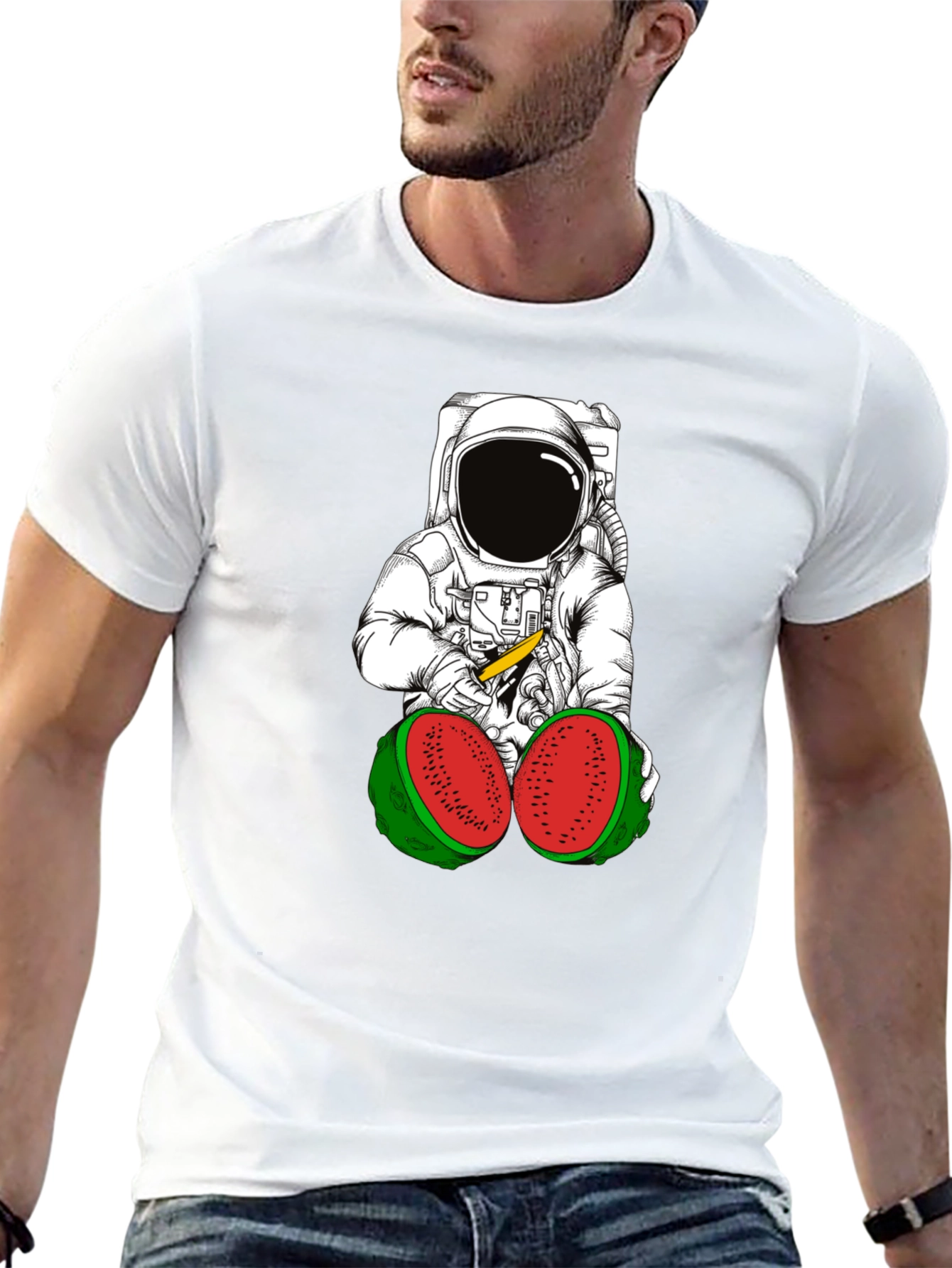Astronaut Watermelon T-Shirt - Unique Graphic Tee