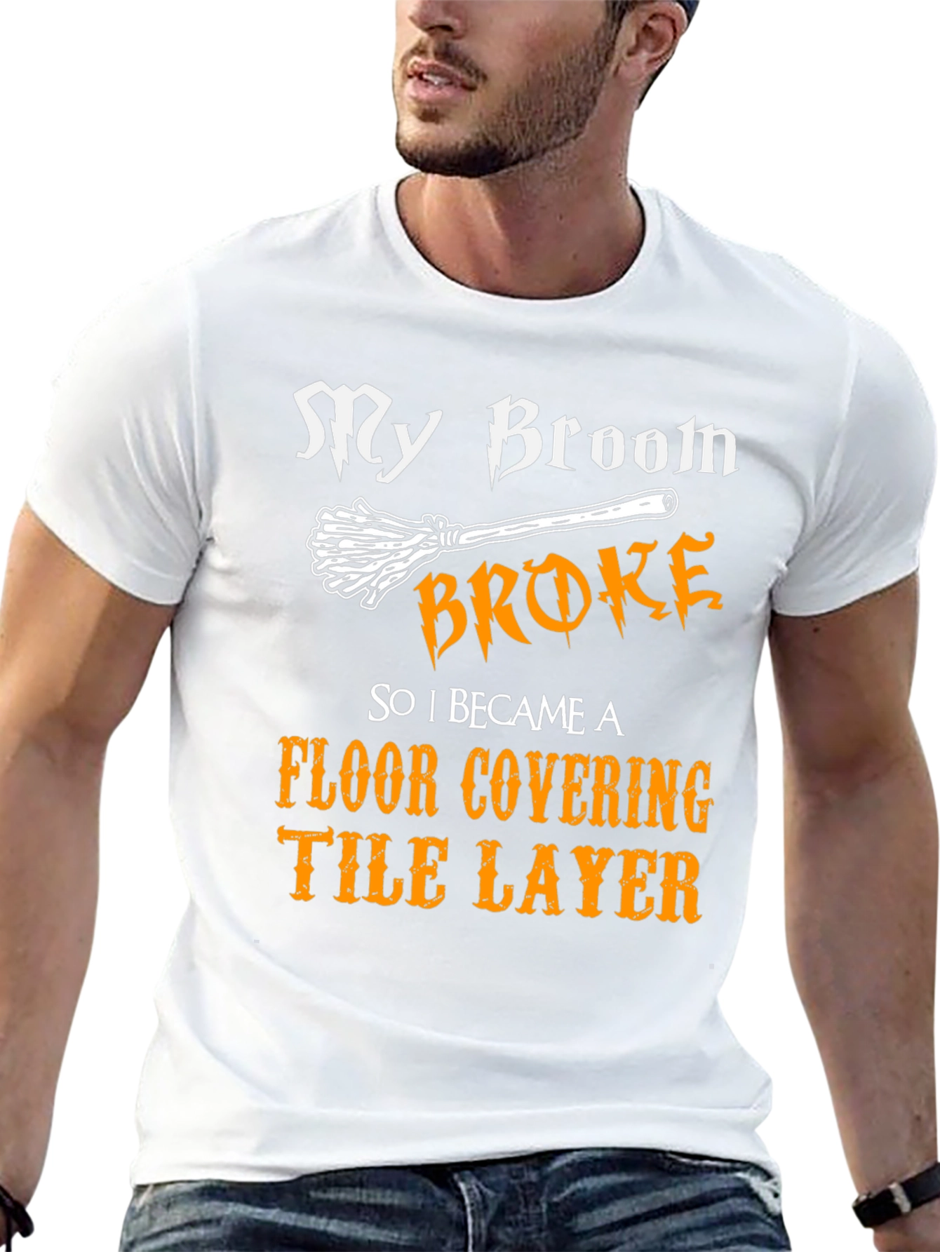My Broom Broke T-Shirt Funny Tile Layer Tee