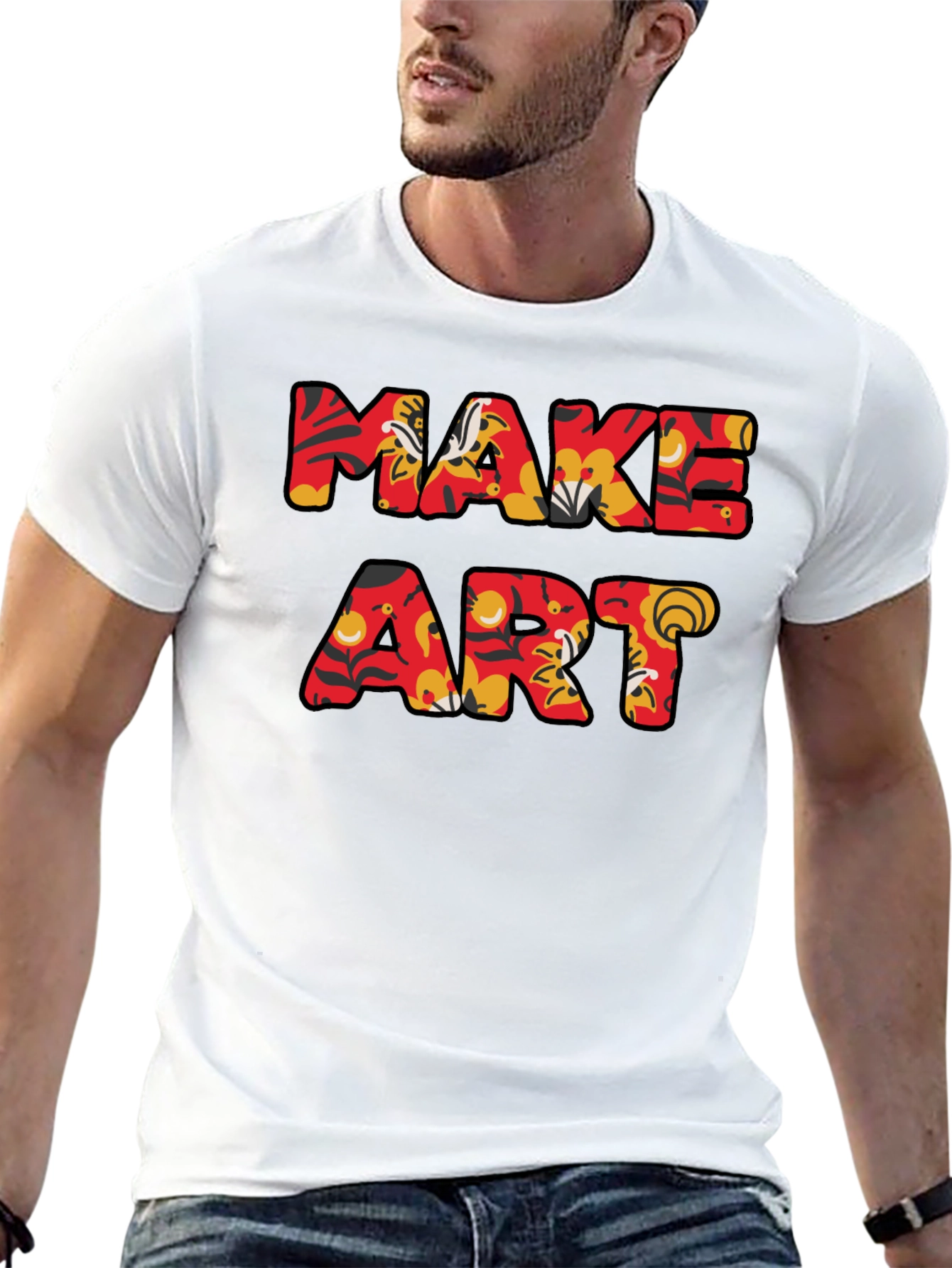 Make Art Graphic Tee - Floral Pattern Letters