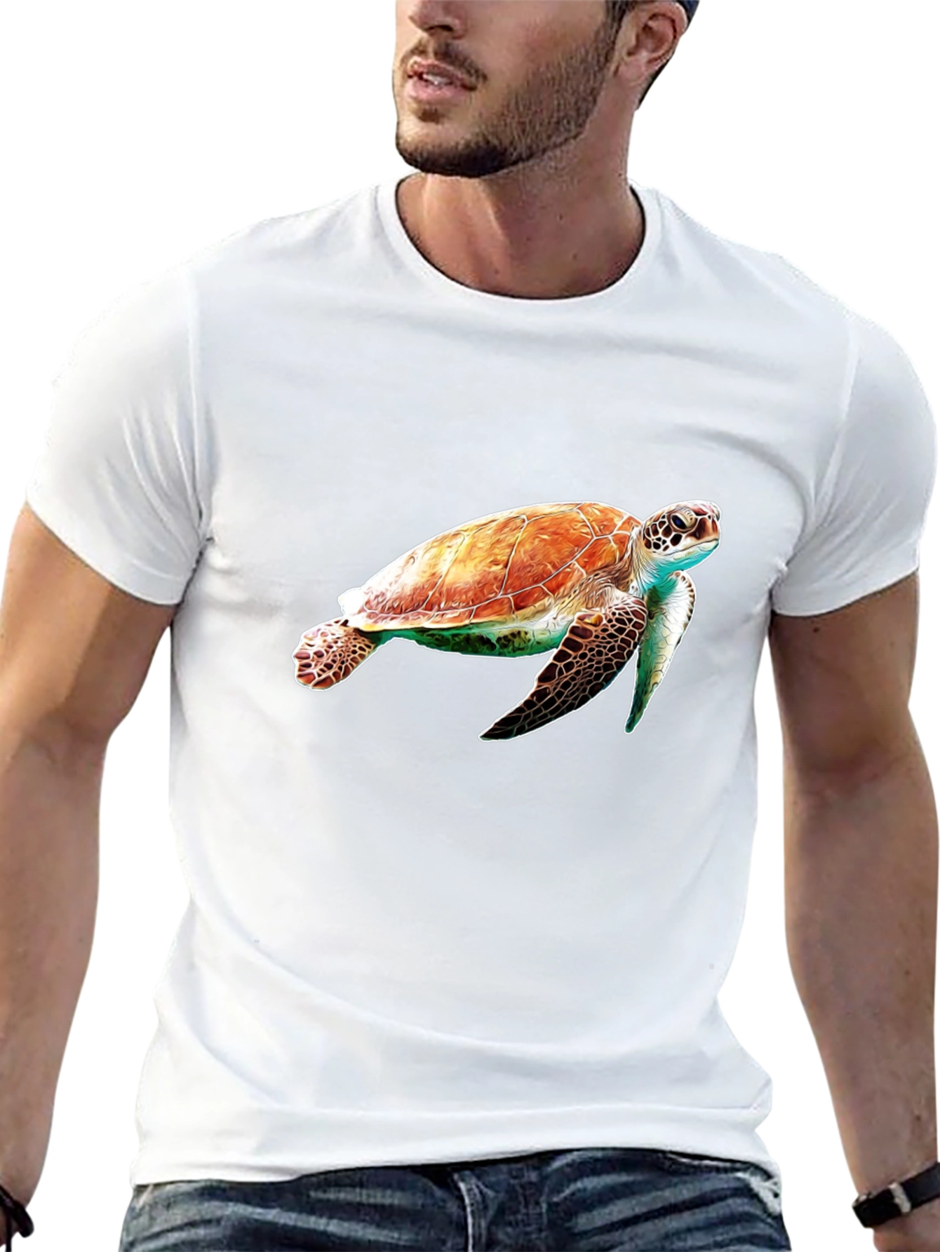 Sea Turtle Graphic Tee - Black Cotton Comfort