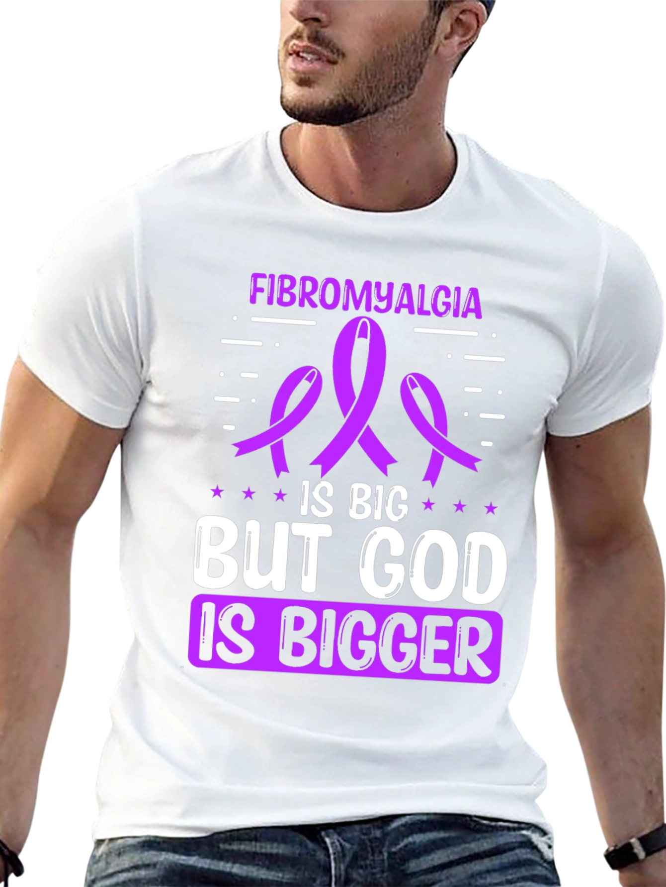 Fibromyalgia Awareness T-Shirt - God is Bigger