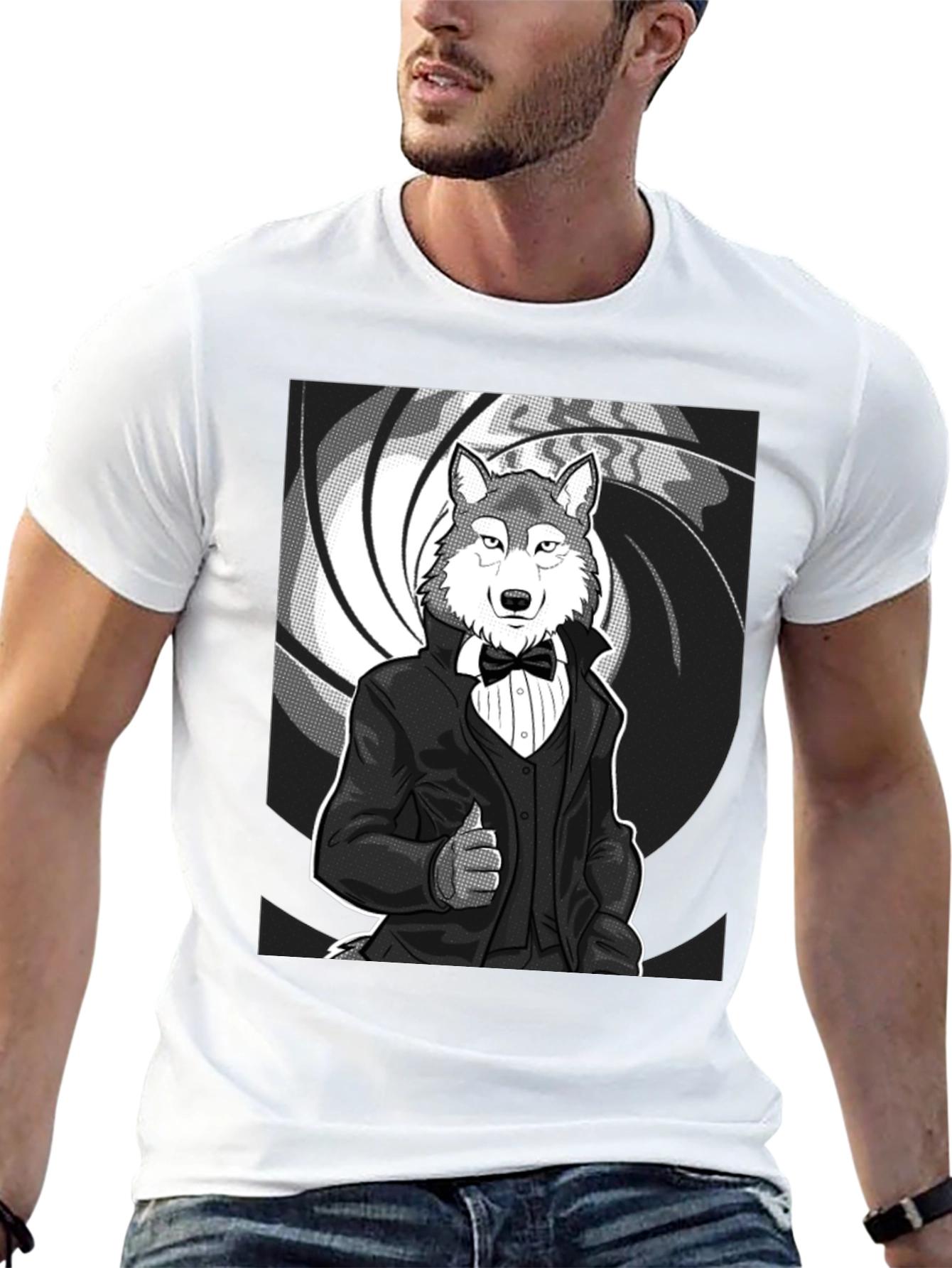 Wolf Tuxedo T-Shirt - Suave and Sophisticated Style