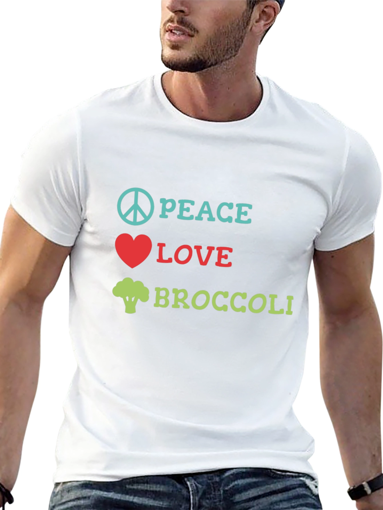 Peace Love Broccoli T-Shirt - Novelty Vegan Tee