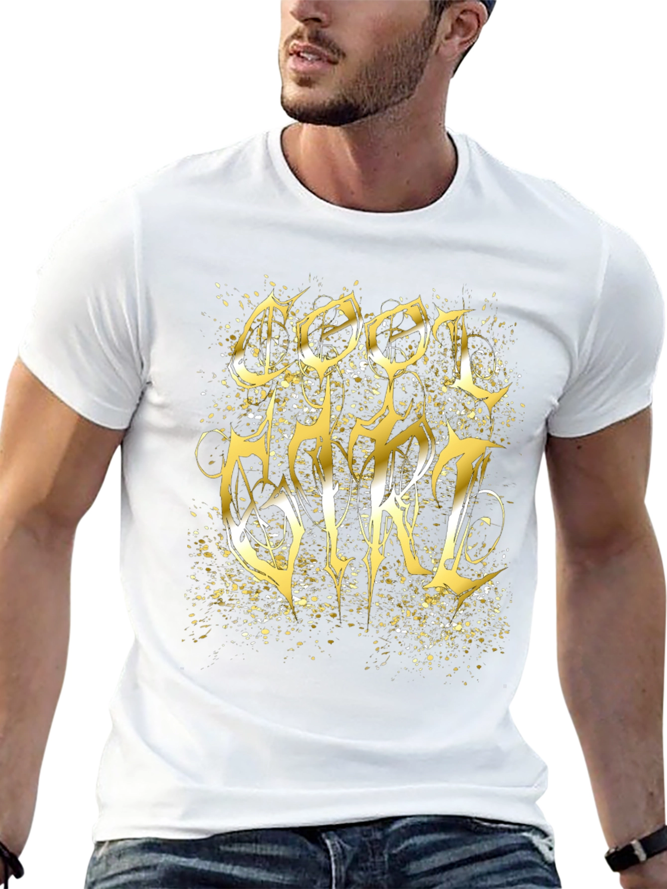 Cool Girl Gold Graphic Black T-Shirt