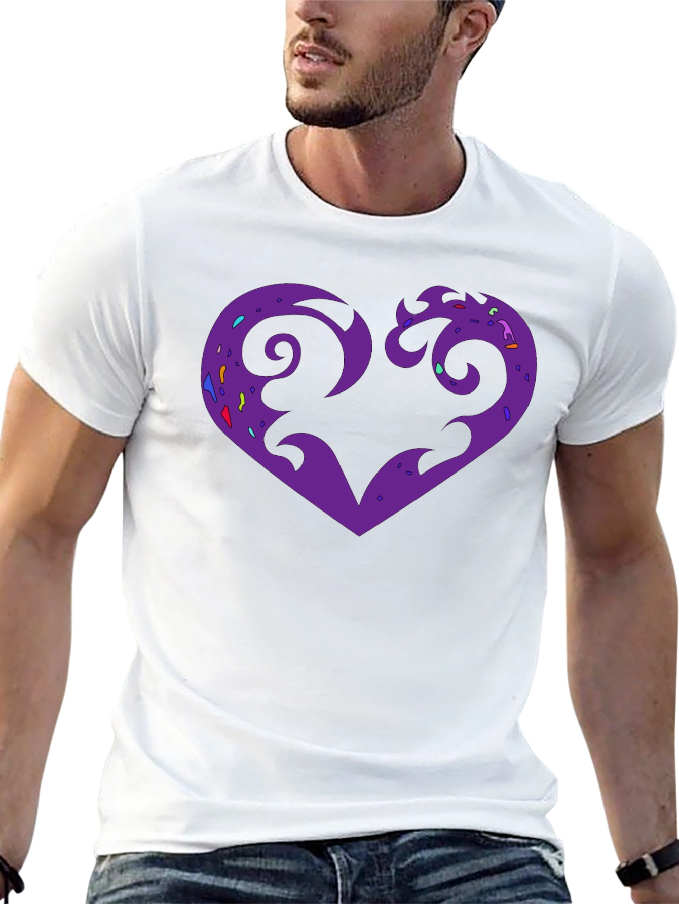 Purple Heart Graphic Black T-Shirt
