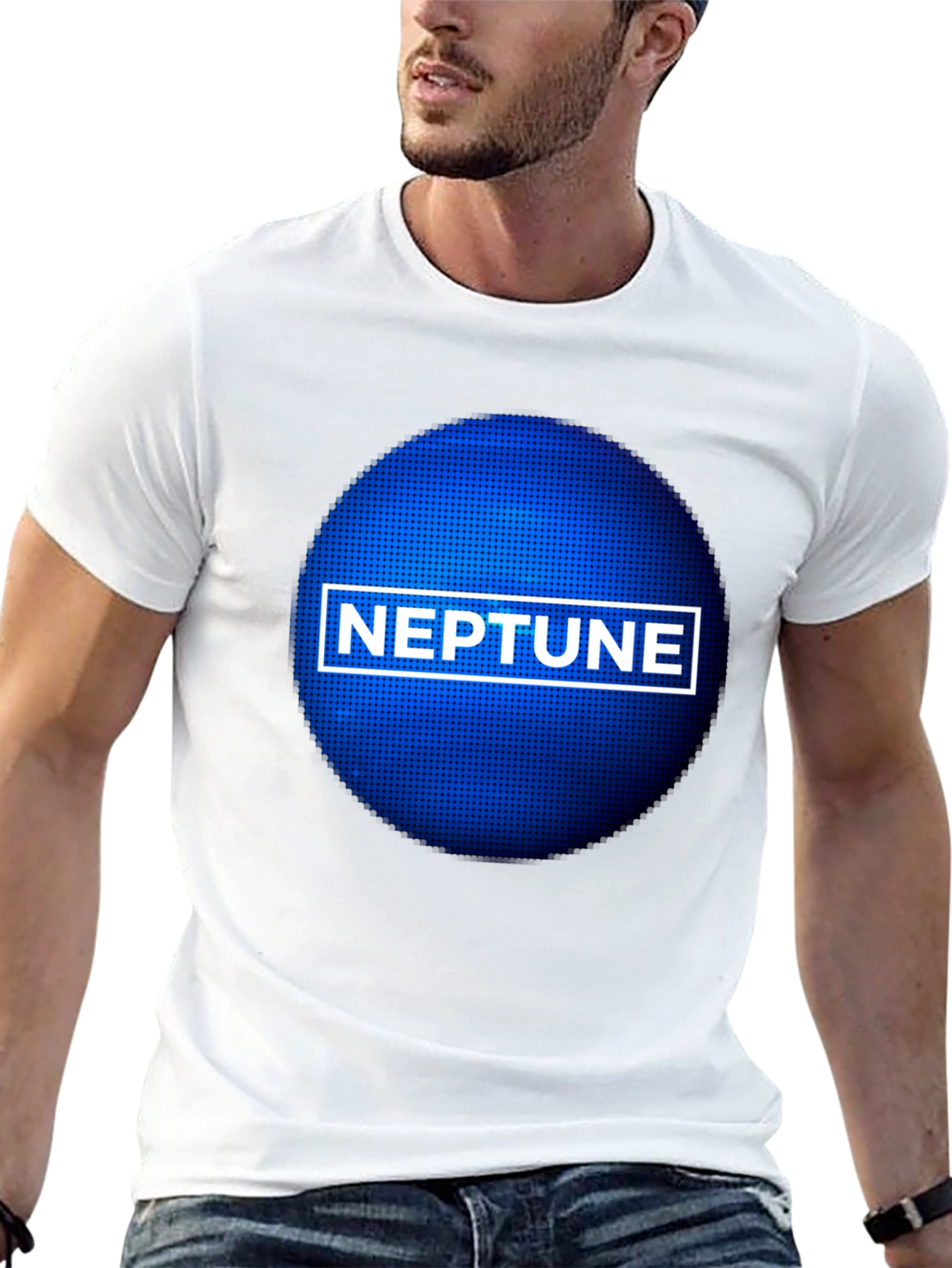 Neptune Planet Graphic Tee - Black Crewneck