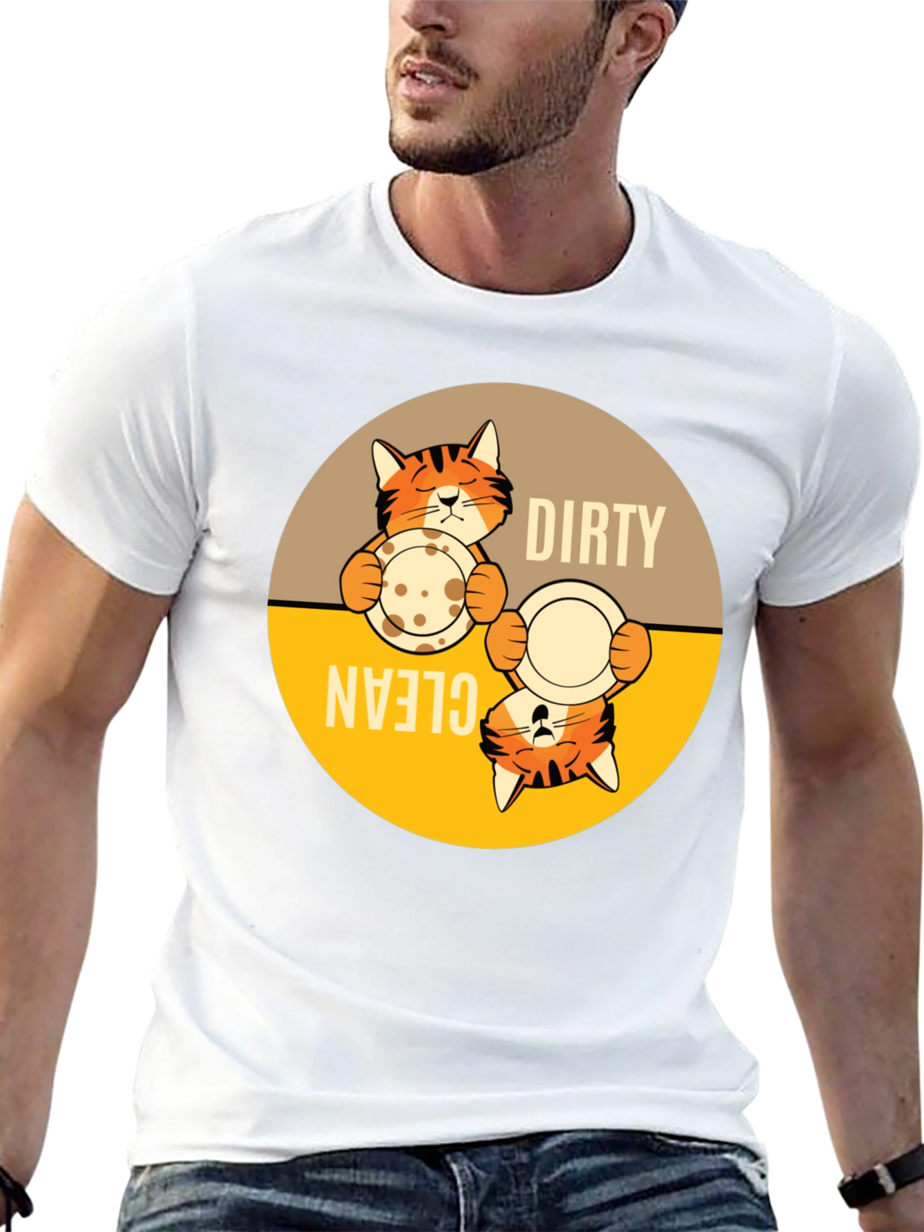 Funny Cat Dirty Clean Dish T-Shirt