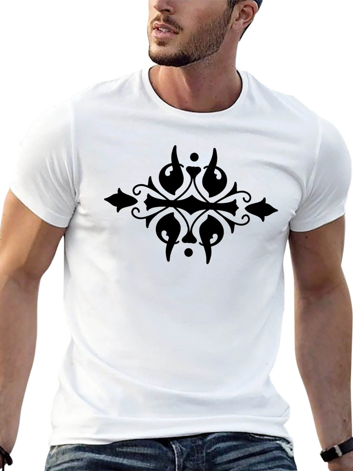 Embroidered Black Graphic Tee - Casual Style