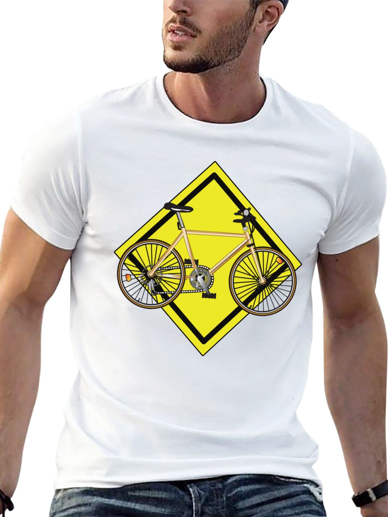 Cycling Road Sign Graphic Tee - Black
