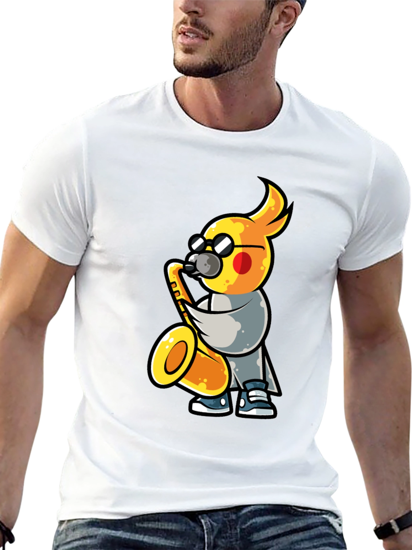 Cool Cockatiel Saxophone Player T-Shirt