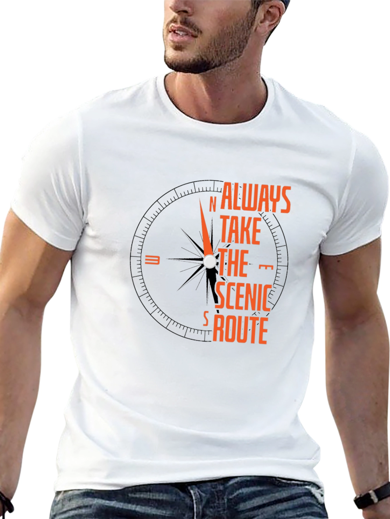 Always Take The Scenic Route Compass Graphic T-Shirt