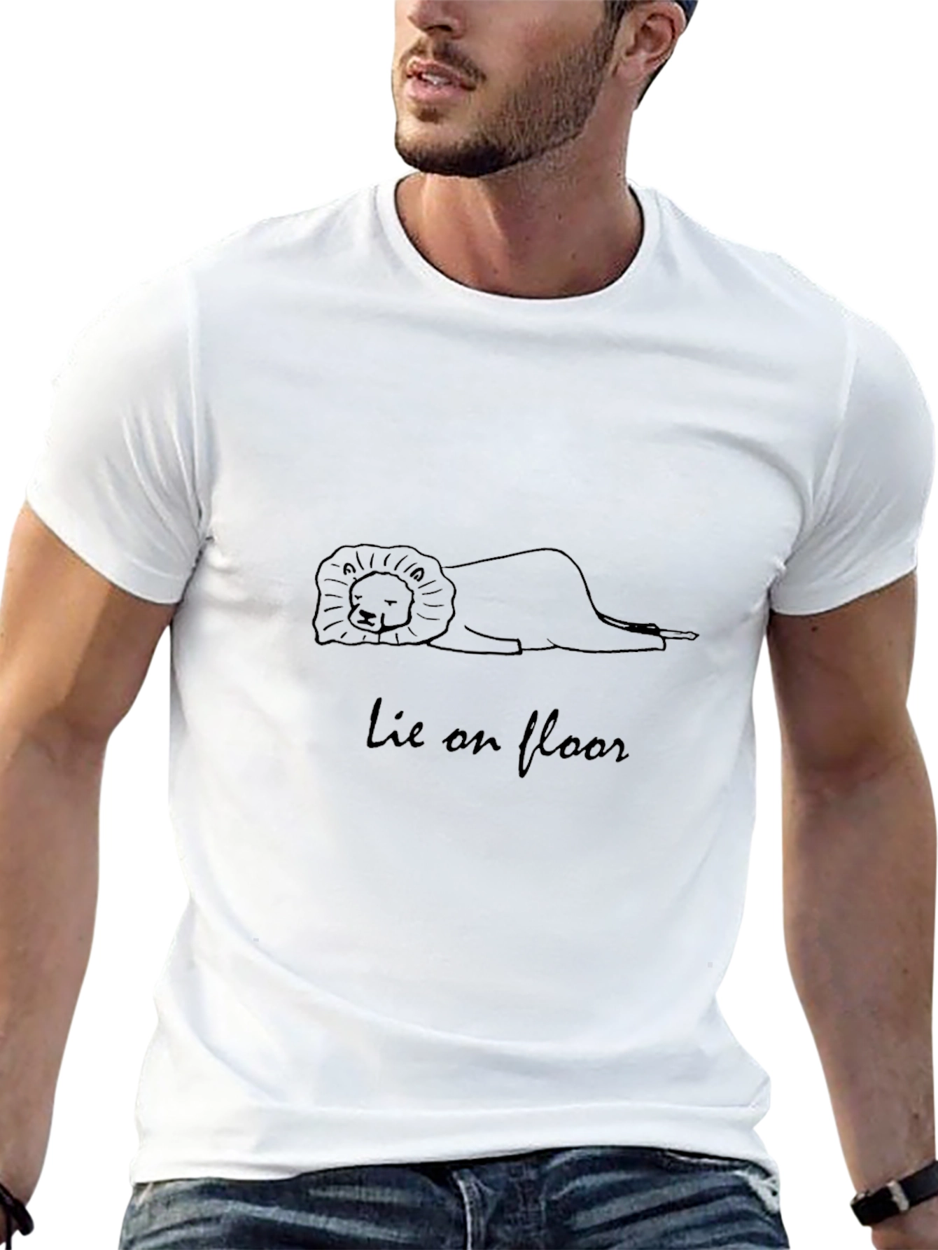 Lion Lie on Floor Black Tee