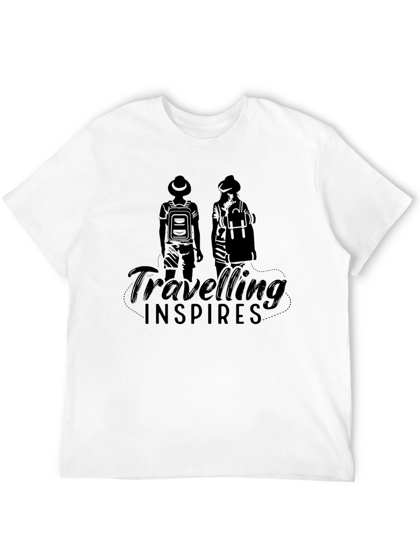 Traveling Inspires Black Graphic T-Shirt