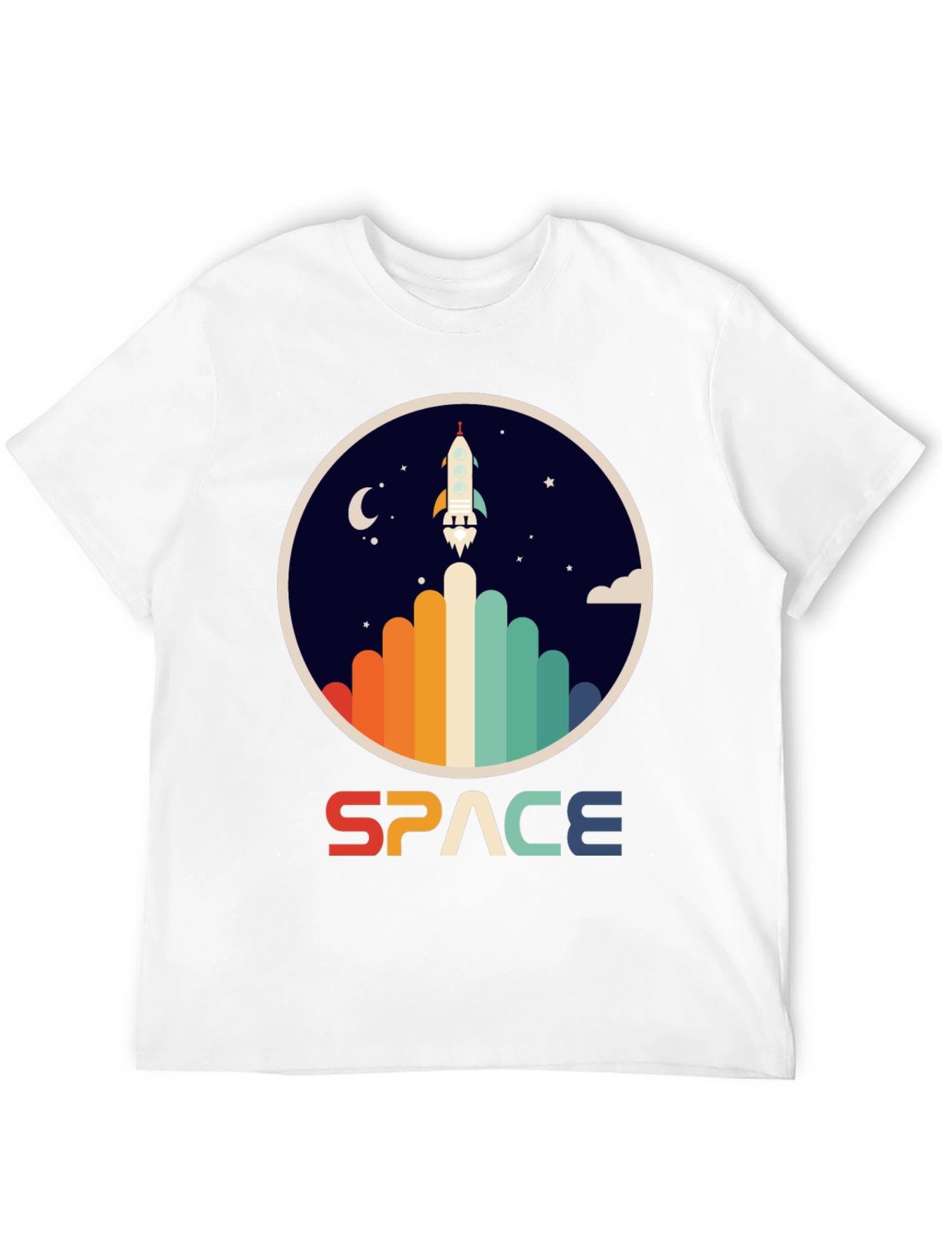 Retro Space Rocket Launch Graphic T-Shirt