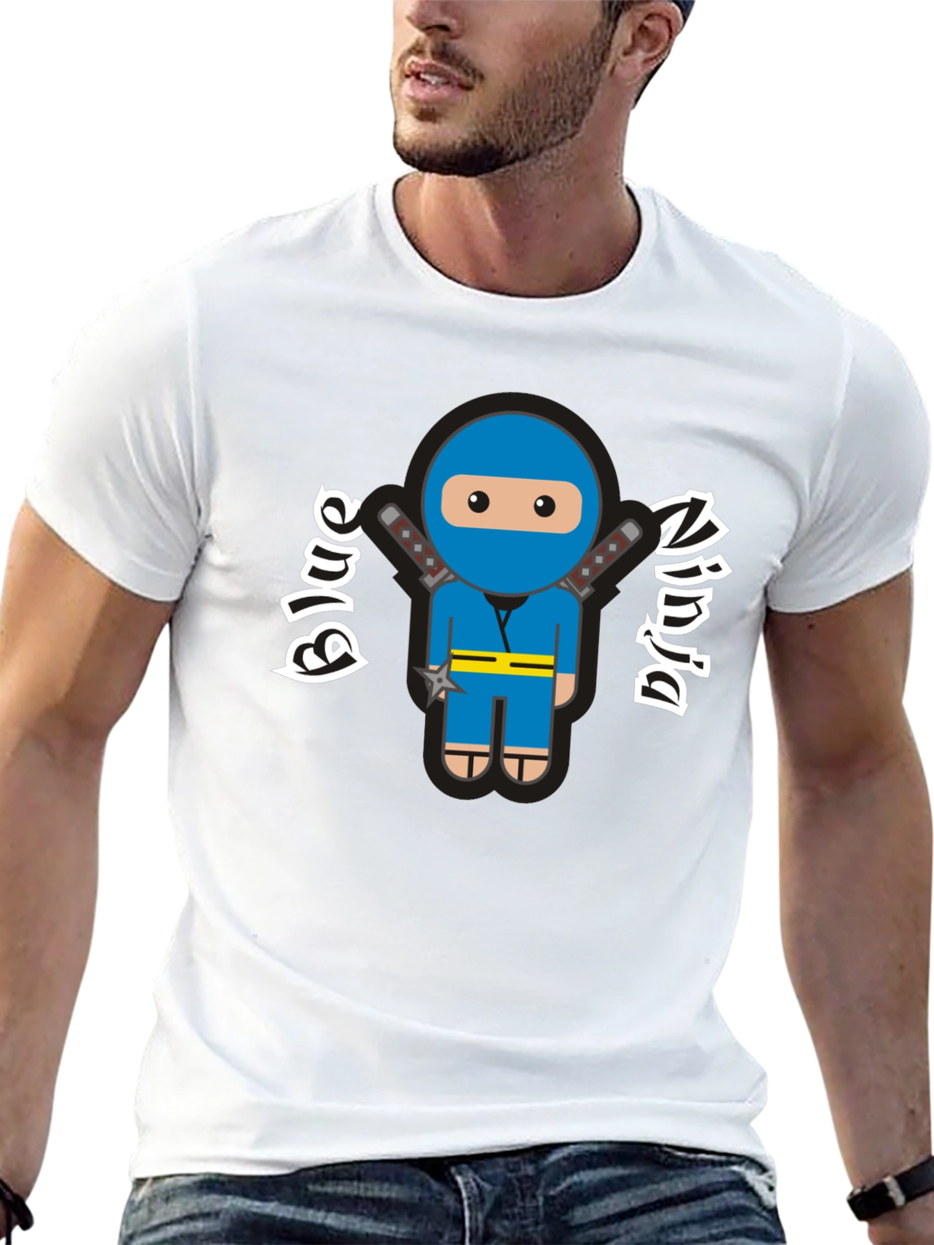 Blue Ninja Graphic T-Shirt - Fun Cartoon Design