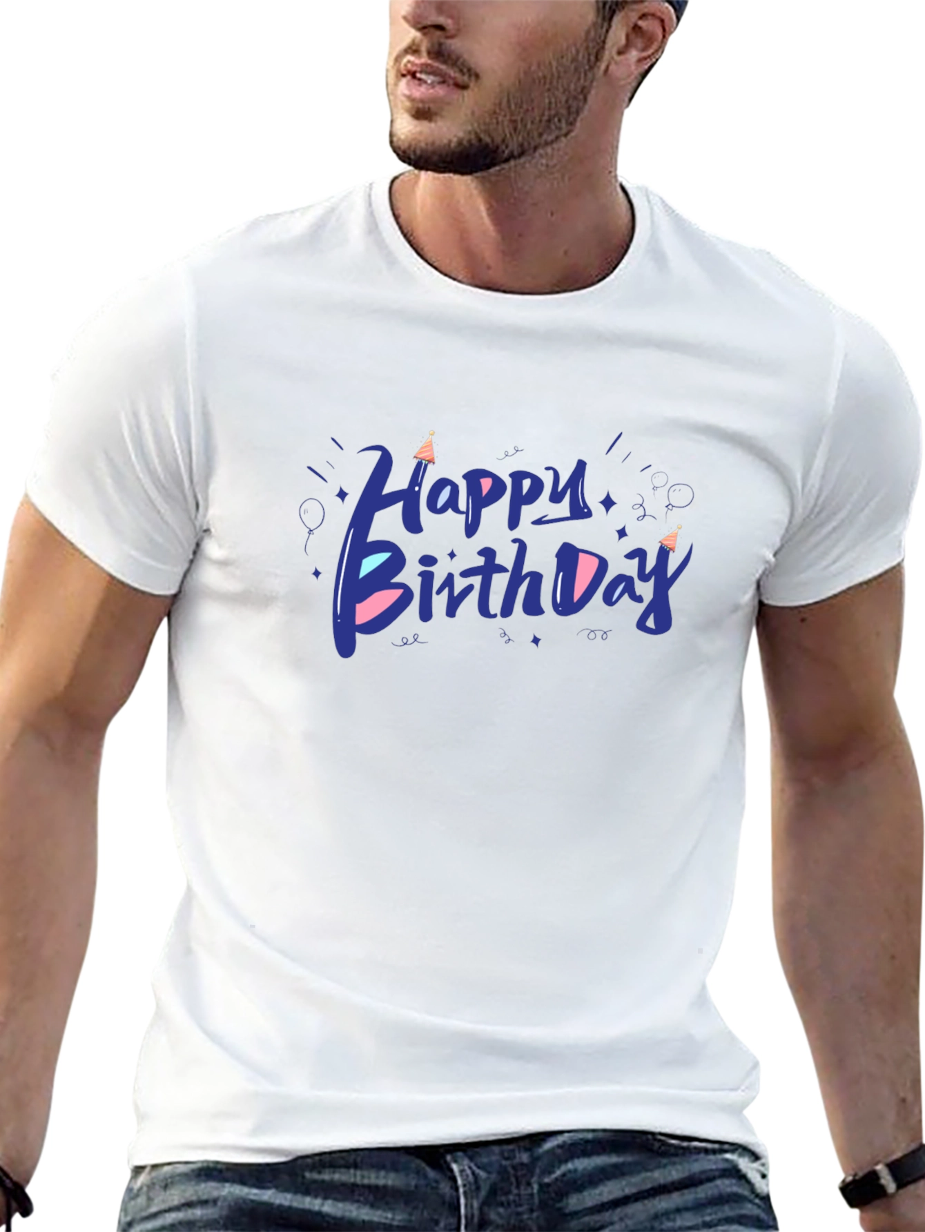 Happy Birthday Graphic Tee - Mens Black T-Shirt