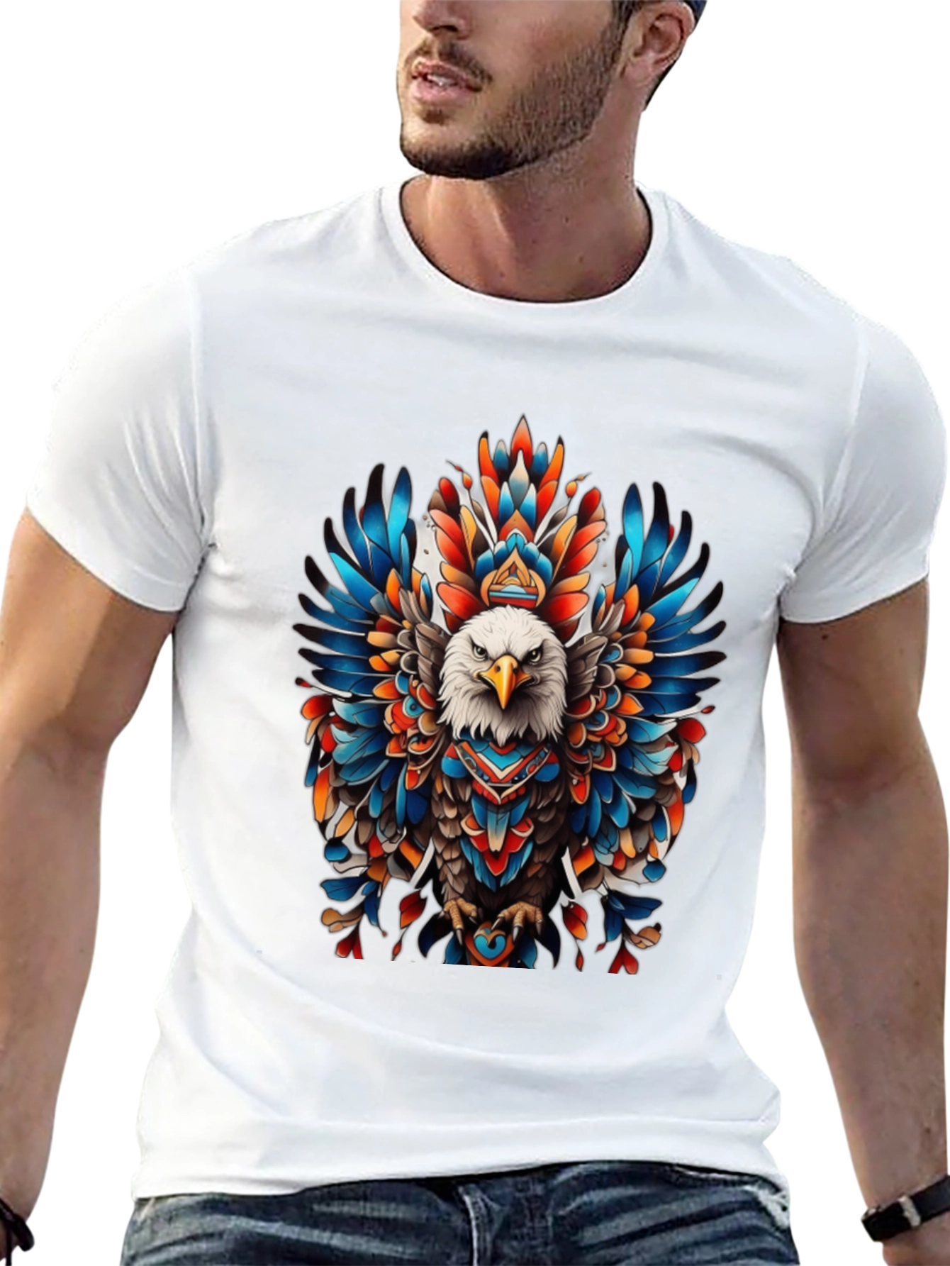 Eagle Feather Graphic Tee - Bold Tribal Design