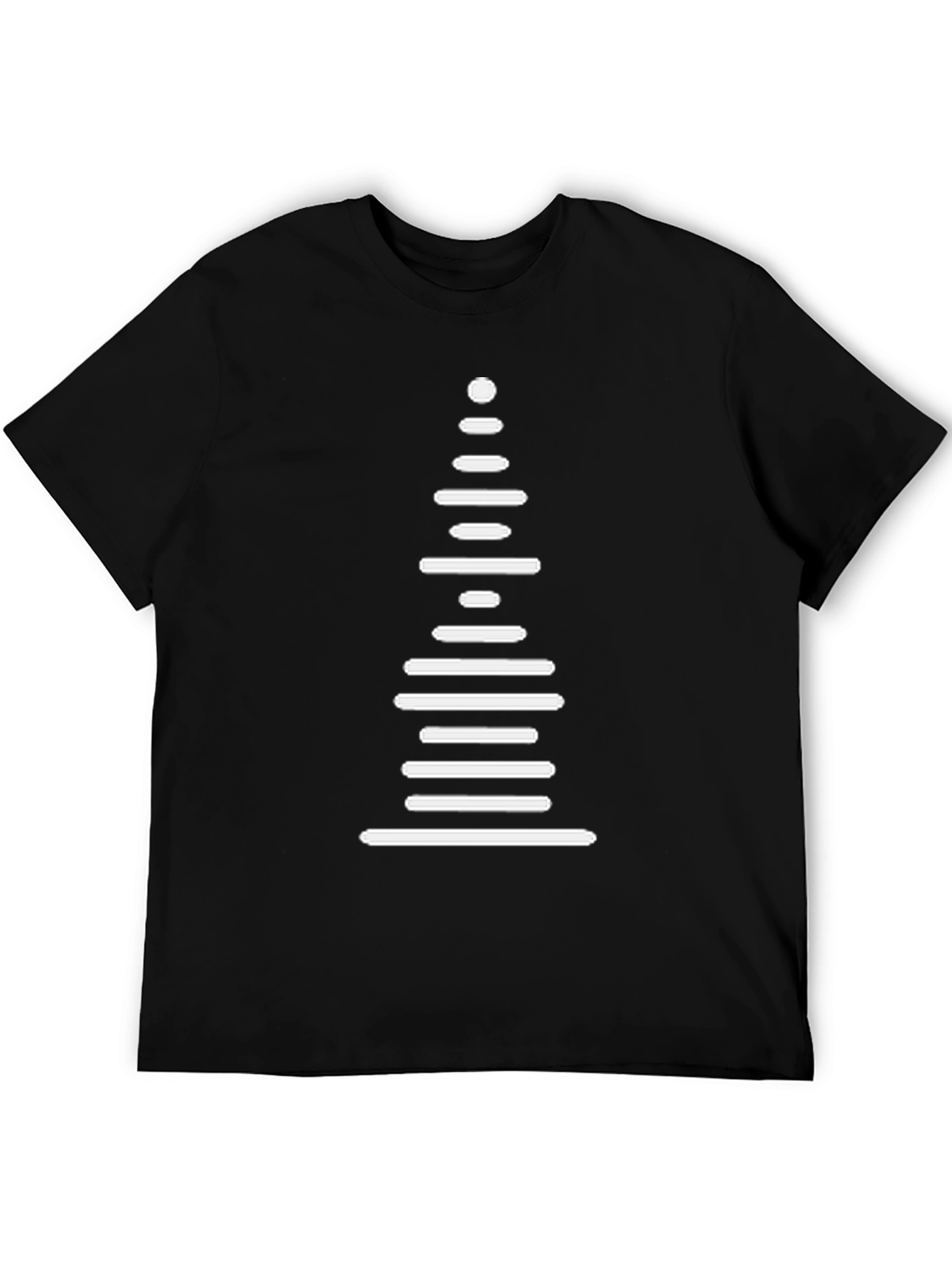 Modern Geometric Tree Graphic Tee - Black