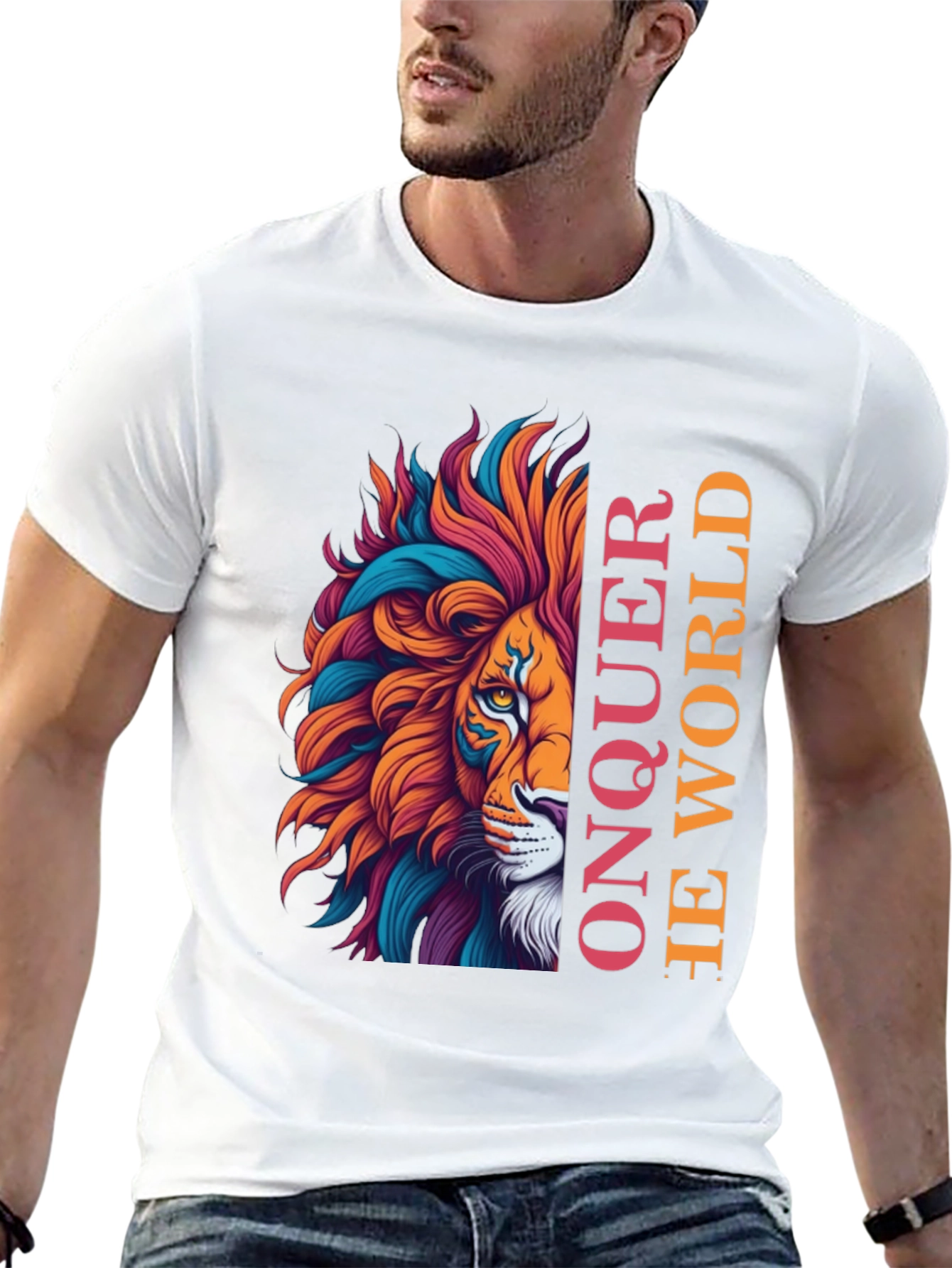 Conquer The World Lion Graphic Tee