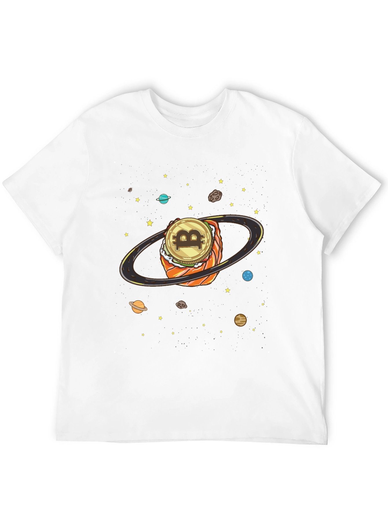 Bitcoin Sushi Planet Graphic T-Shirt