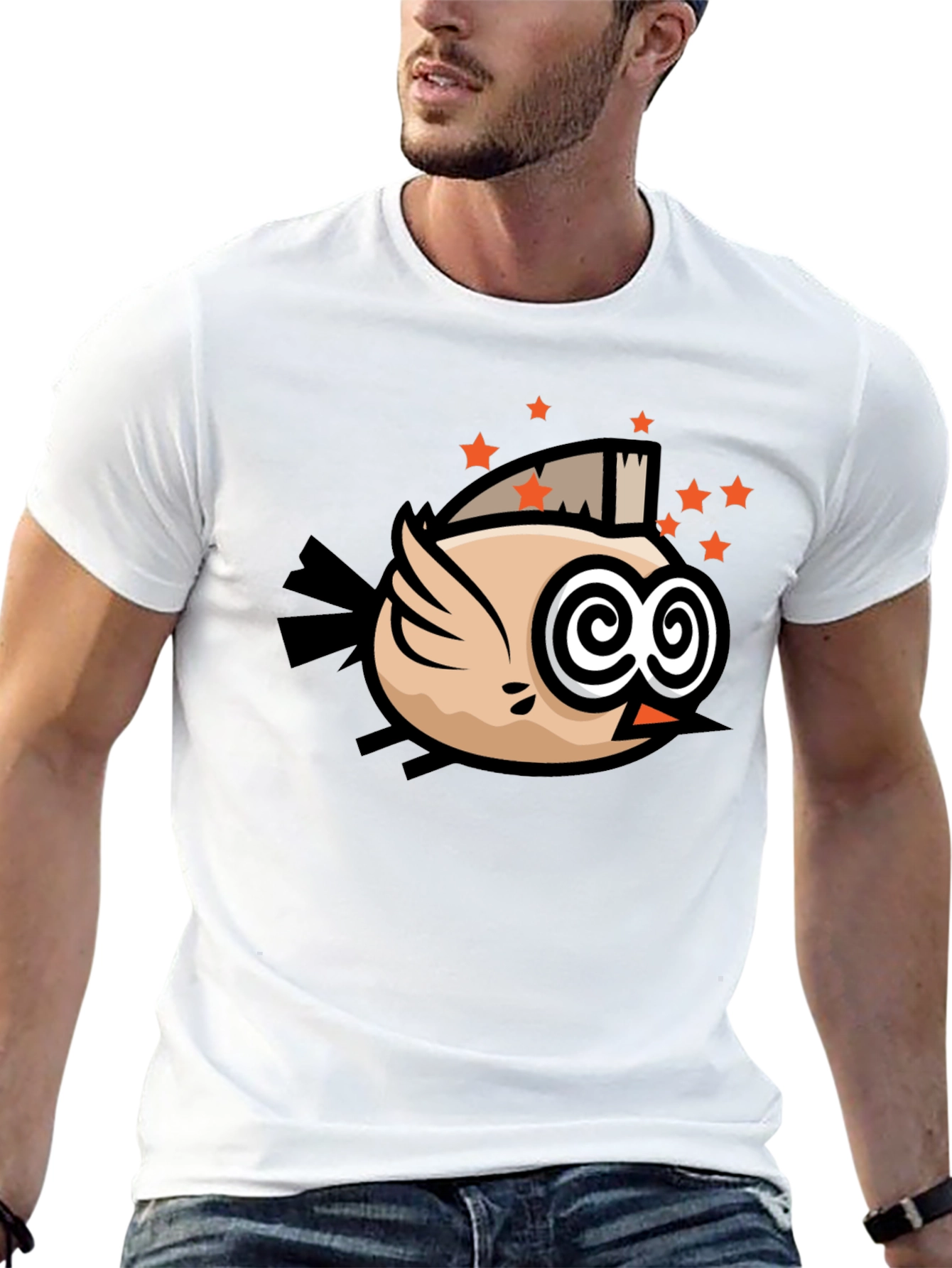 Funky Bird Graphic Black T-Shirt