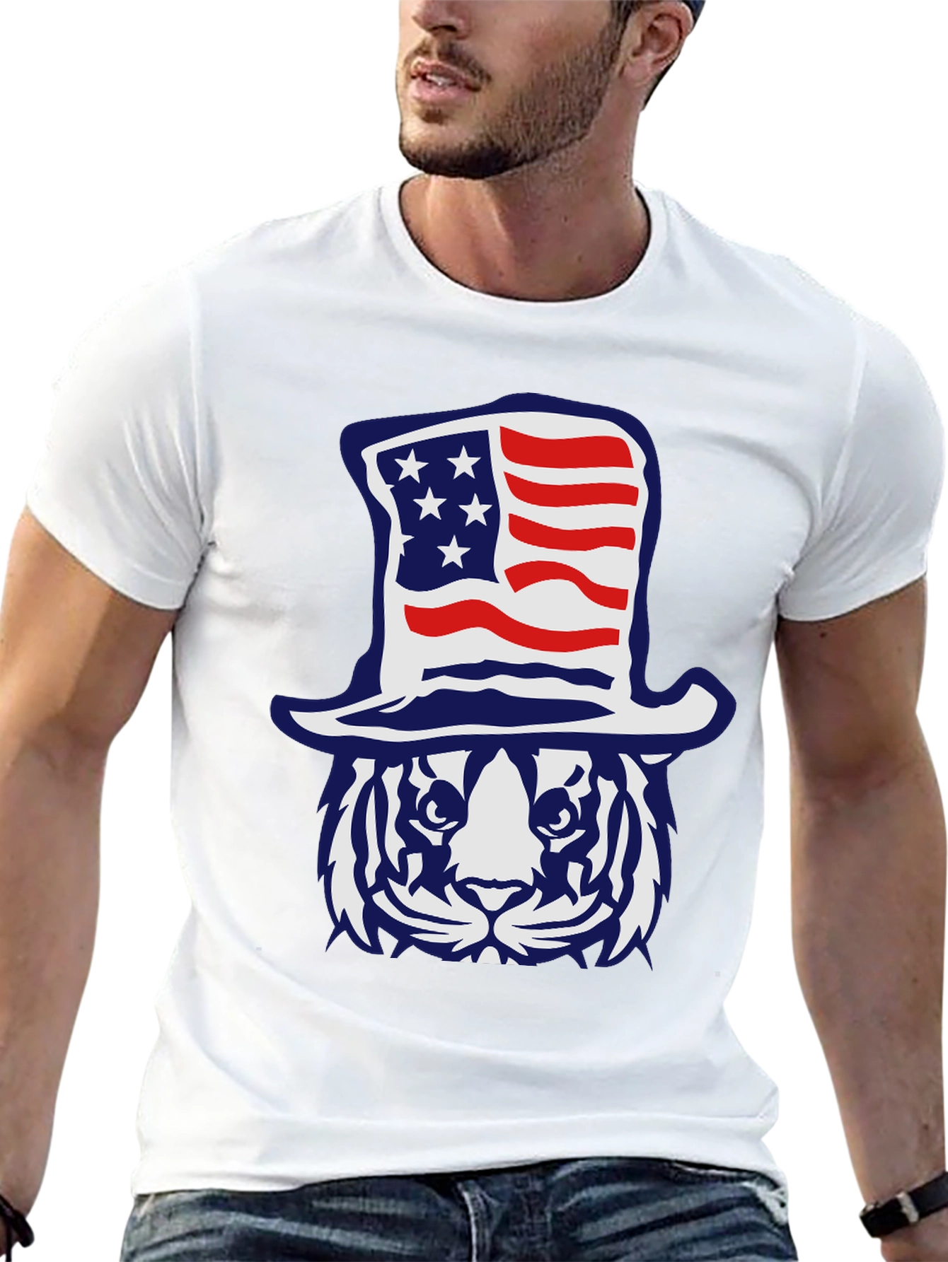 Patriotic Tiger Graphic T-Shirt