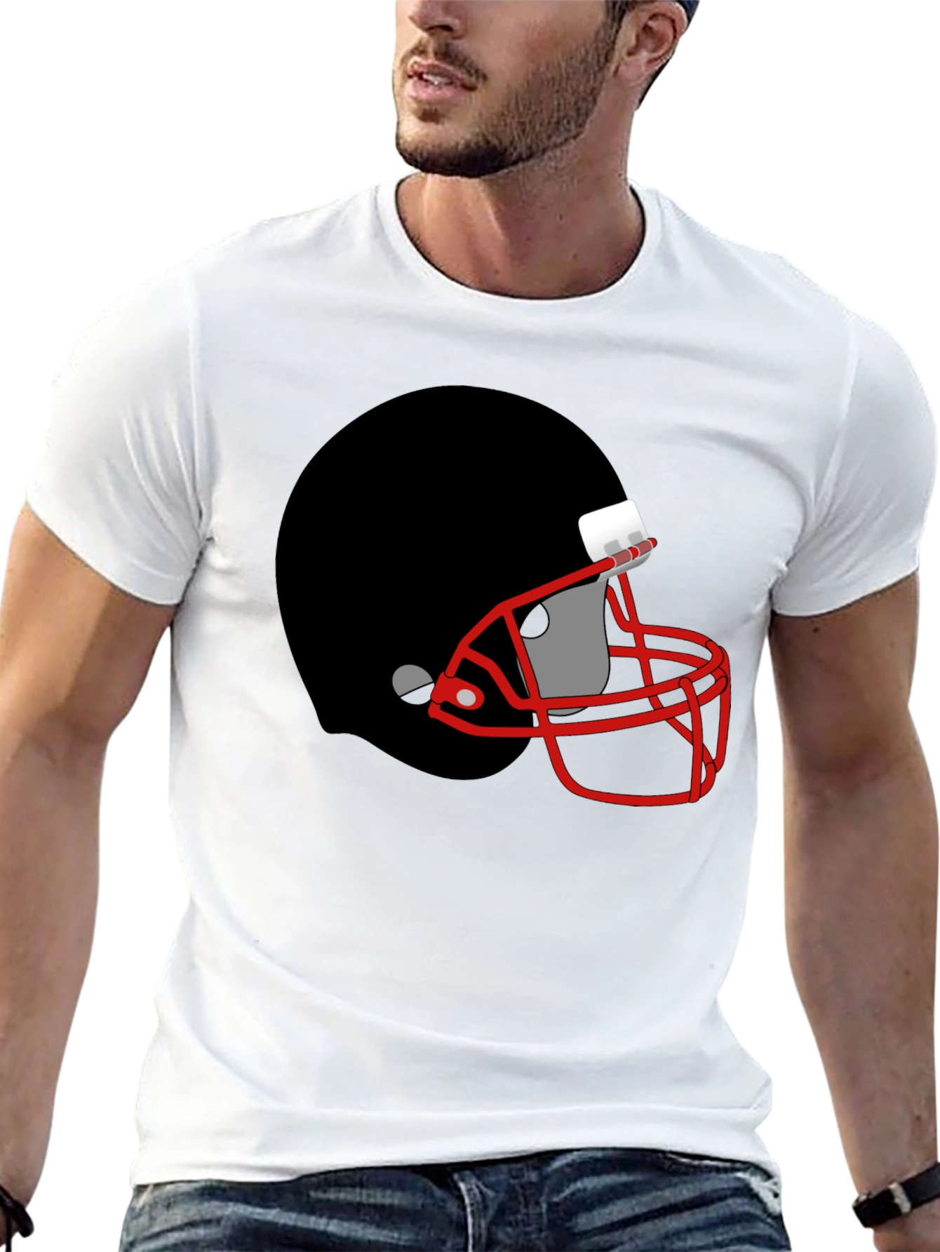 Football Helmet Graphic Tee - Black