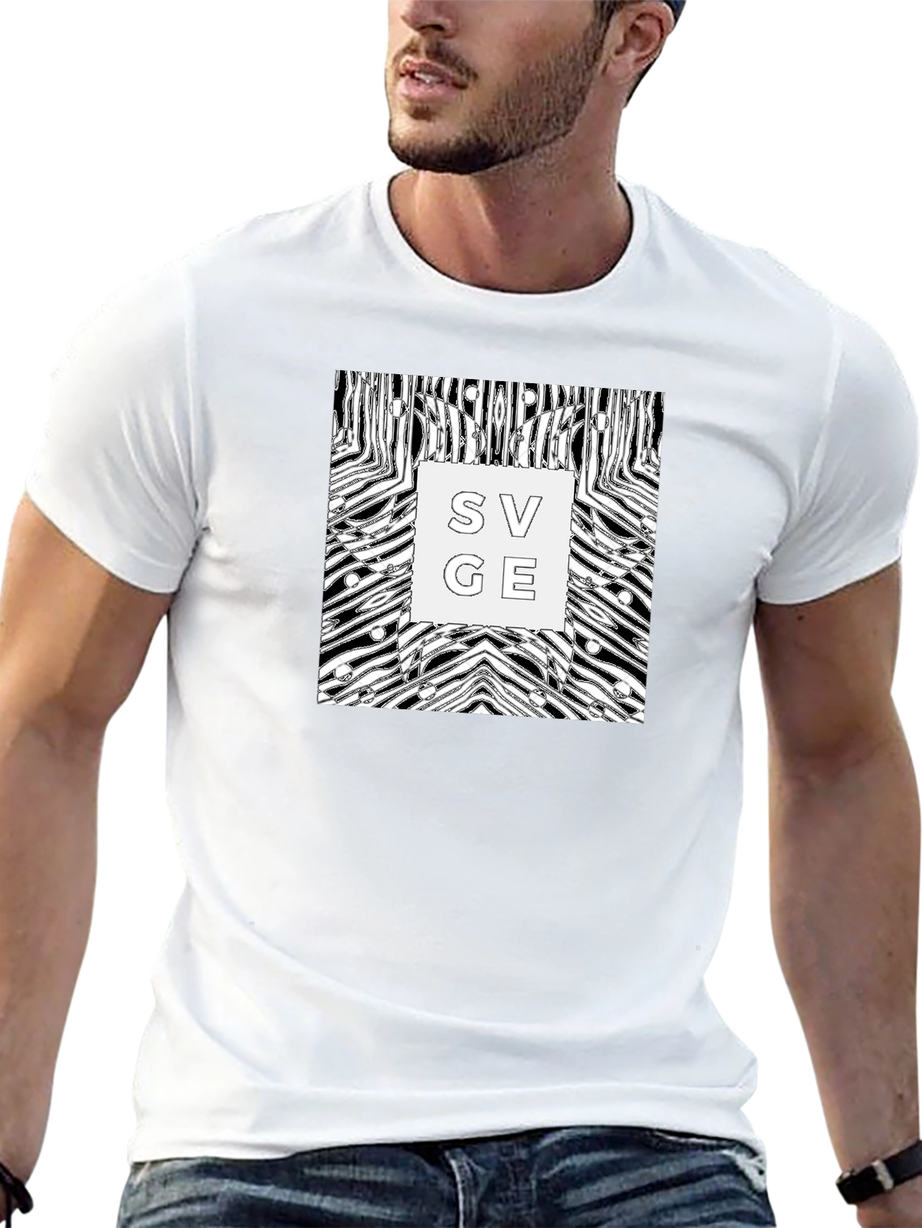 Abstract Zebra Savage Graphic Tee - Black