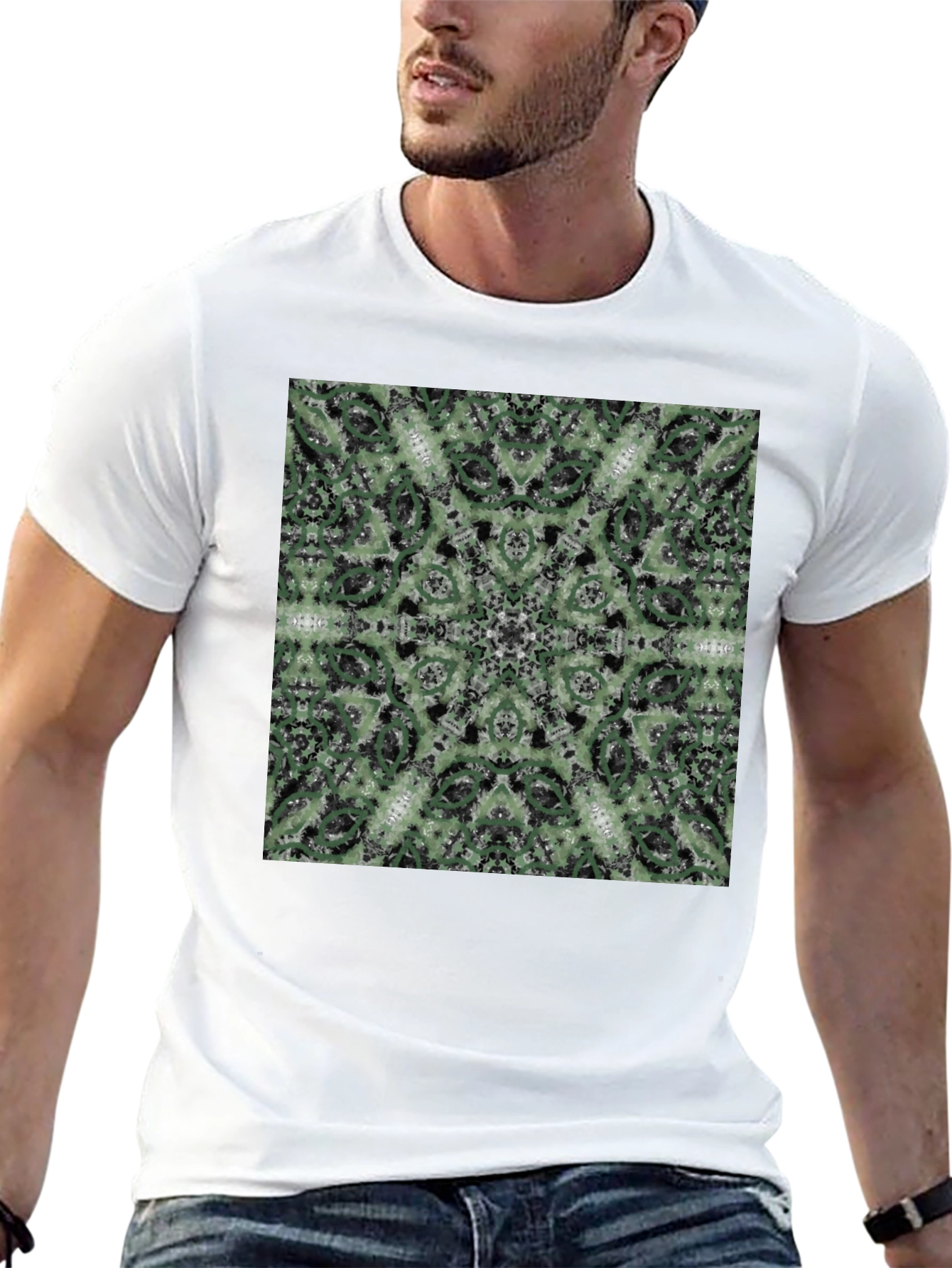 Kaleidoscope Pattern T-Shirt - Black
